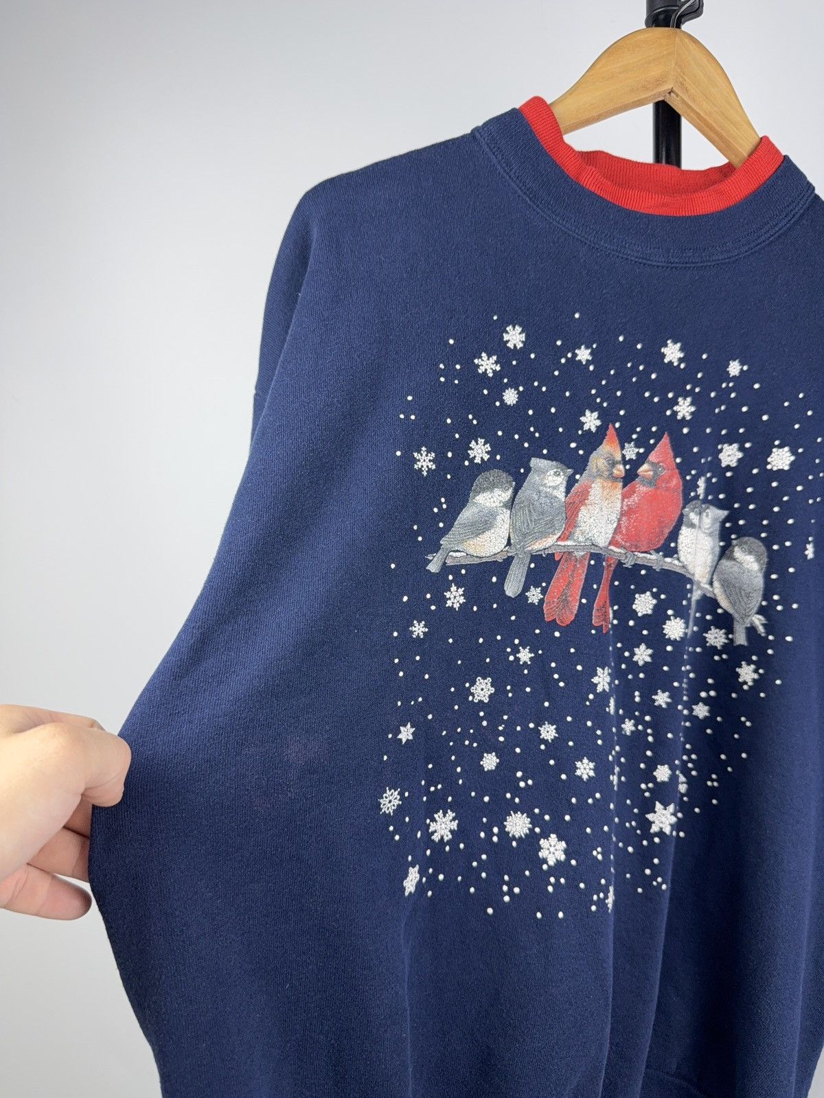 Vintage Vintage 90s USA Winter Birds Tits Cardinal Retro Sweatshirt Size US L / EU 52-54 / 3 - 3 Thumbnail