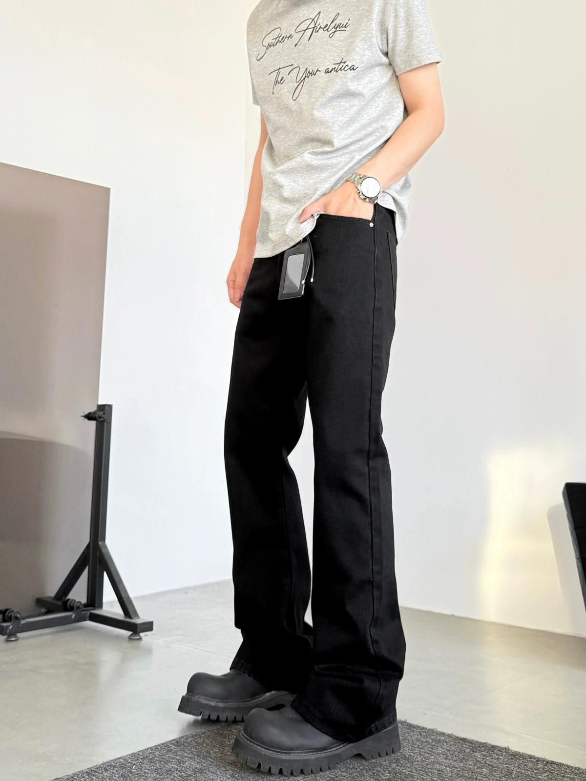 Other Cleanfit Black Micro Flare Denim Jeans Size US 32 / EU 48 - 1 Thumbnail