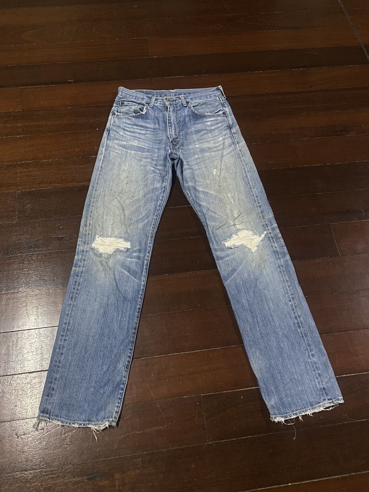 Levi's Vintage Clothing FIRE 🔥 VINTAGE 90s LEVIS BIG E 502 LVC distressed SELVEDGE Size US 33 - 1 Thumbnail