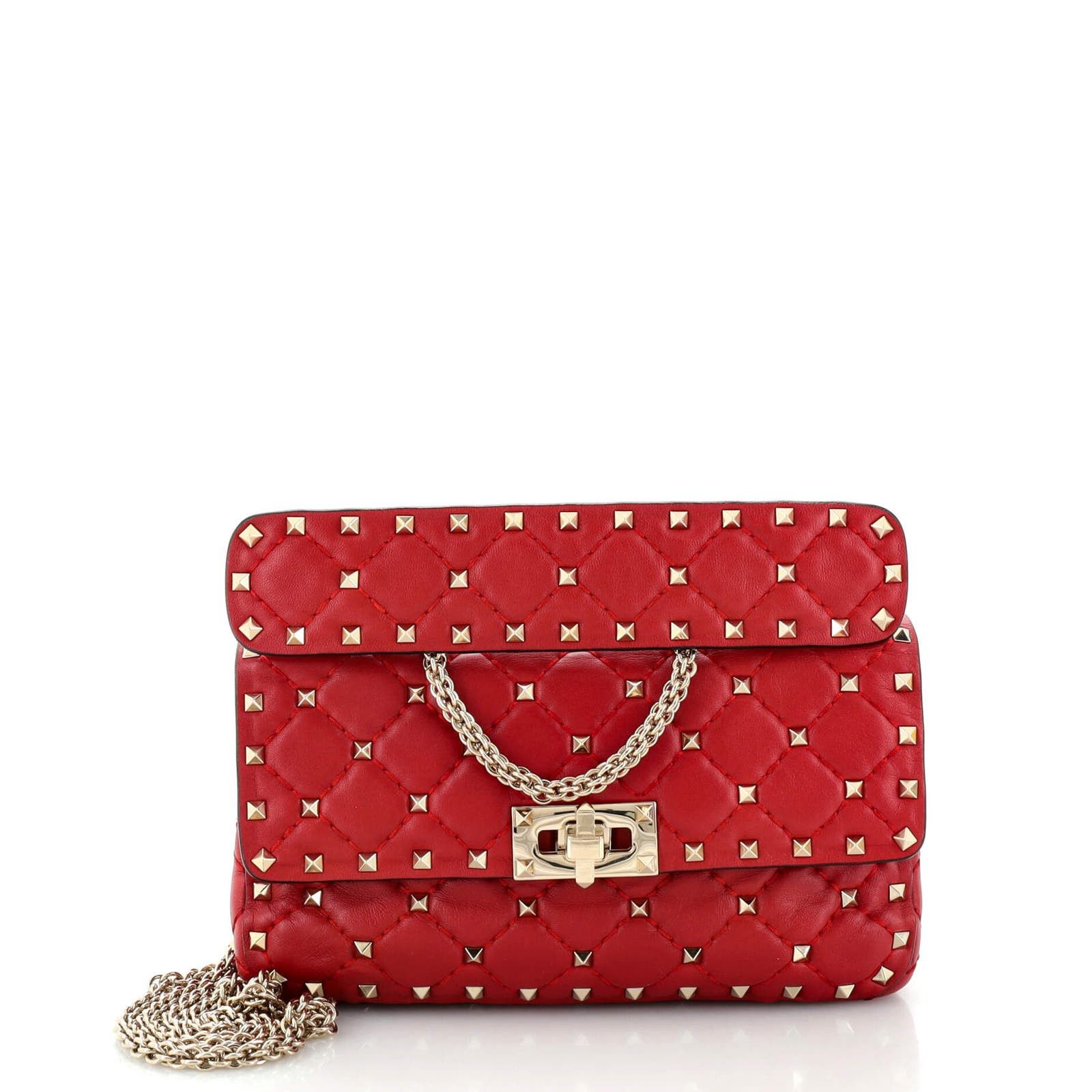 Rockstud Spike Flap Bag Quilted Leather Small