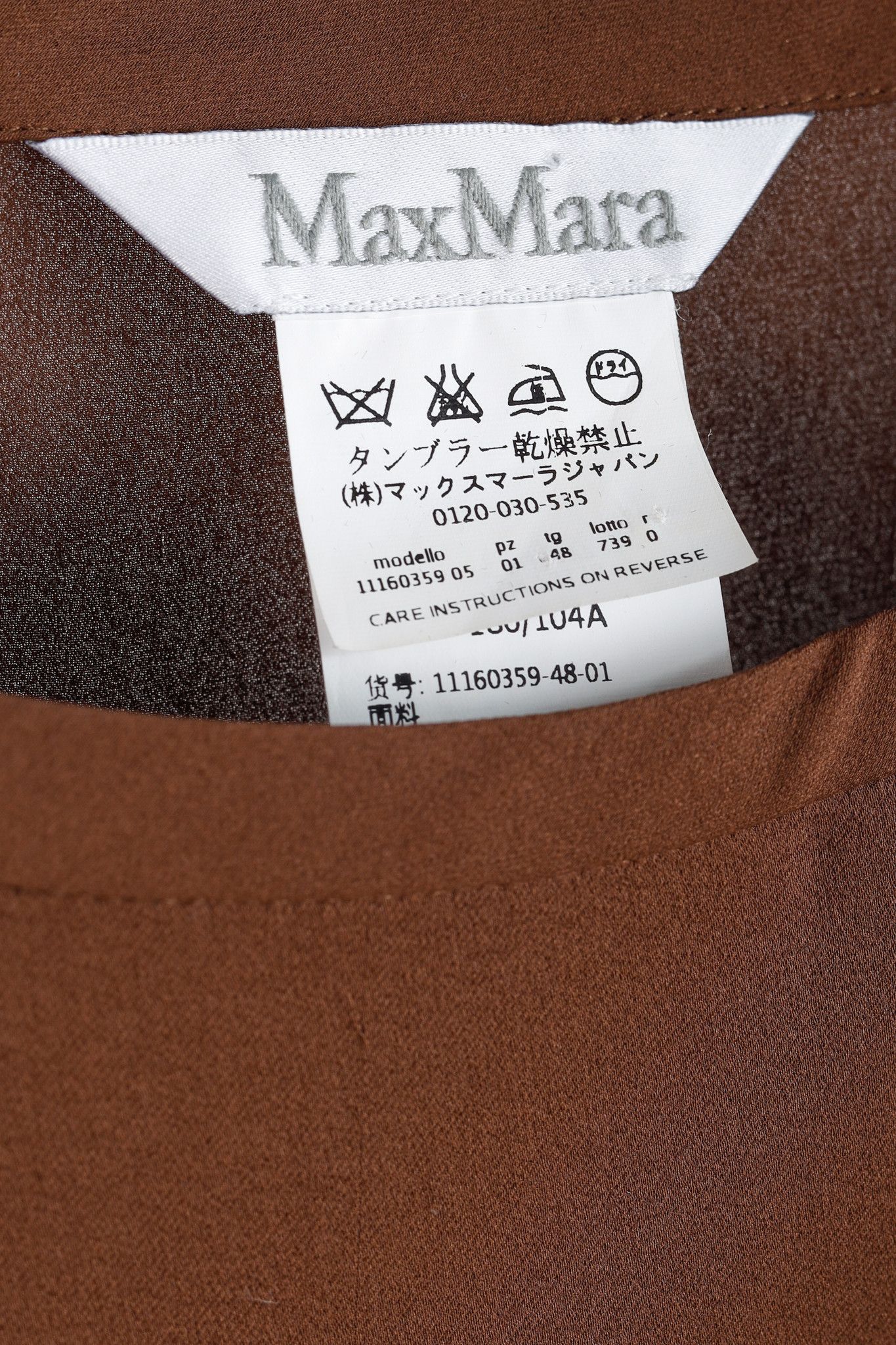 Max Mara Max Mara Brown Silk Long-Sleeve Blouse Size L / US 10 / IT 46 - 4 Thumbnail