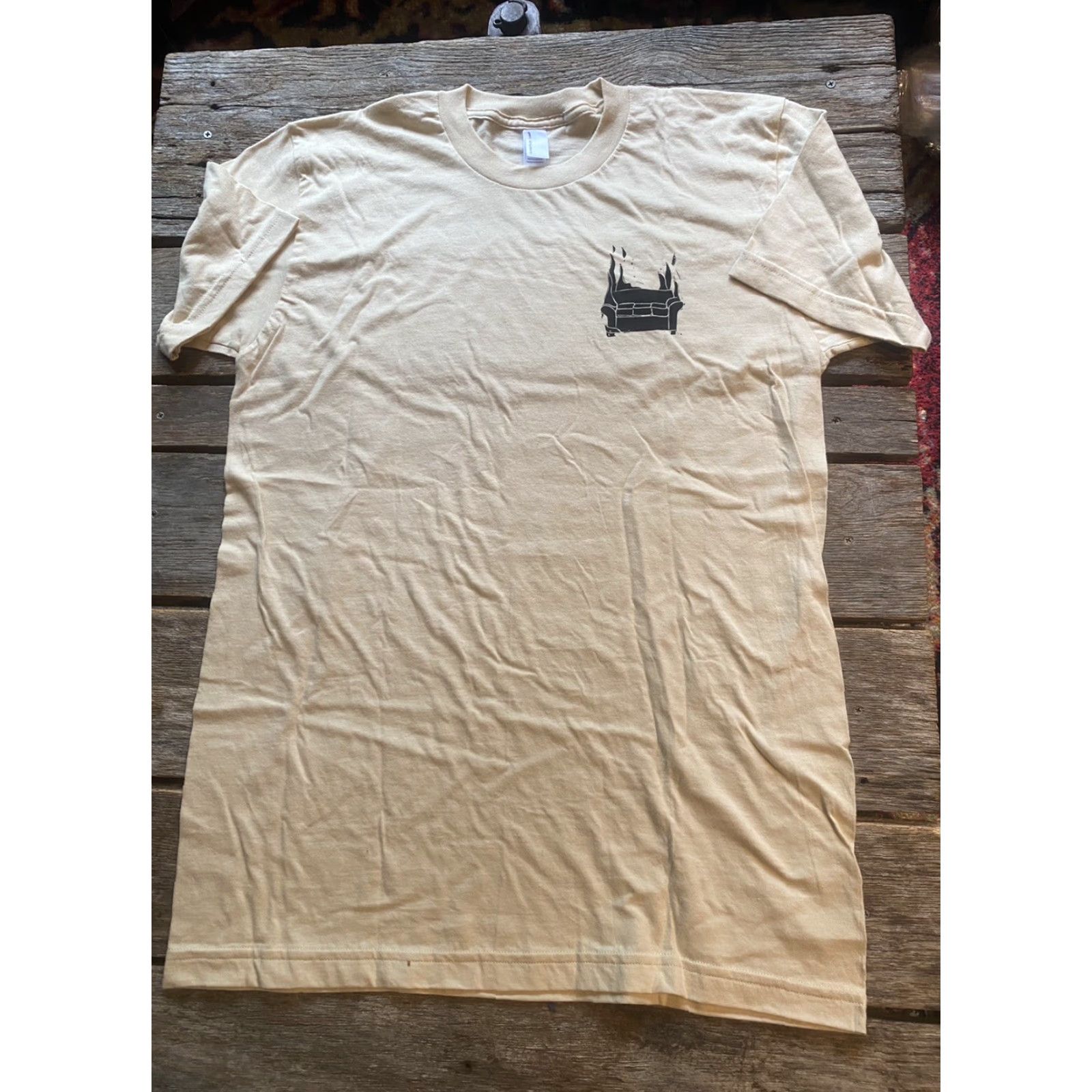 American Apparel Mens Medium Walshstock Grafton Vermont Festival Shirt Short Sleeve RV M Beige Cotton Crew Neck T-Shirt Mens Size US M / EU 48-50 / 2 - 5 Thumbnail