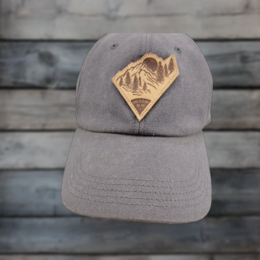 United By Blue United by Blue Trucker Hat 100% Organic Cotton Cap Leather Patch Mountains Adjustable Unisex Adults Blue Cotton Lightweight Breathable Casual Vintage? Size ONE SIZE - 1 Thumbnail