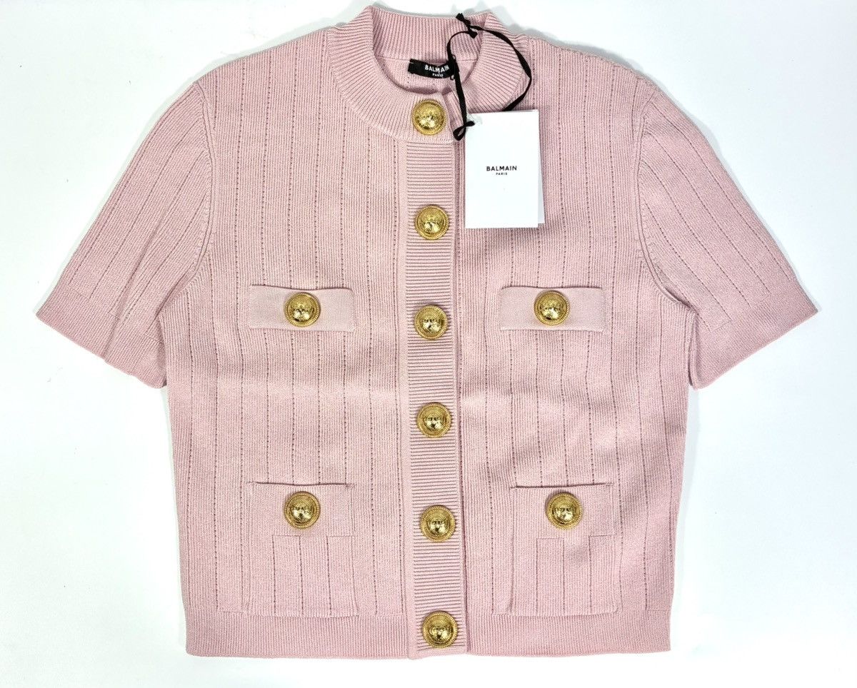Balmain Balmain Knitted Four Pocket Short Sleeve Cardigan FR 40 Pink Size M / US 6-8 / IT 42-44 - 7 Thumbnail