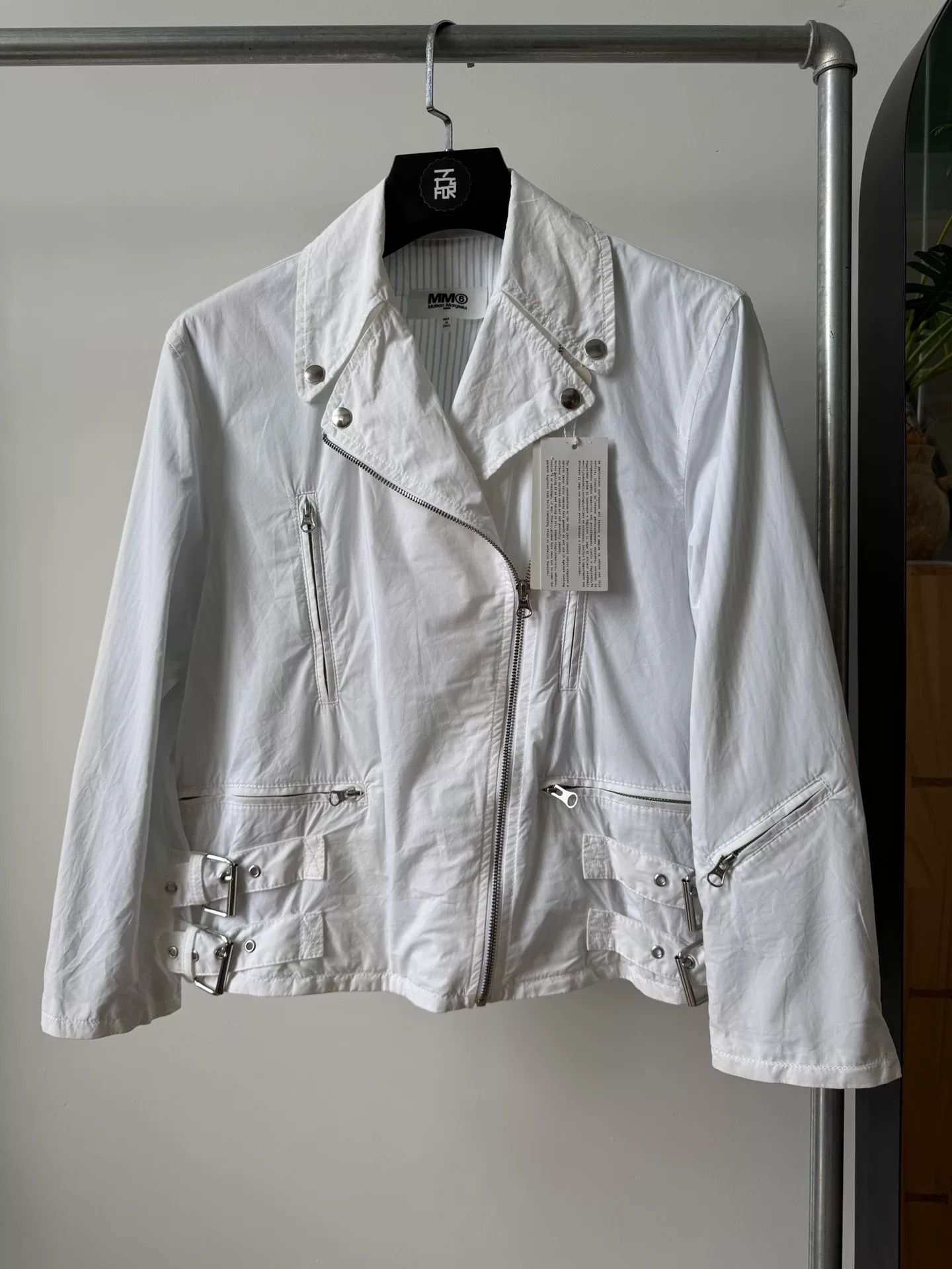Maison Margiela Maison Margiela White Biker Jacket Size US XXS / EU 40 - 1 Thumbnail