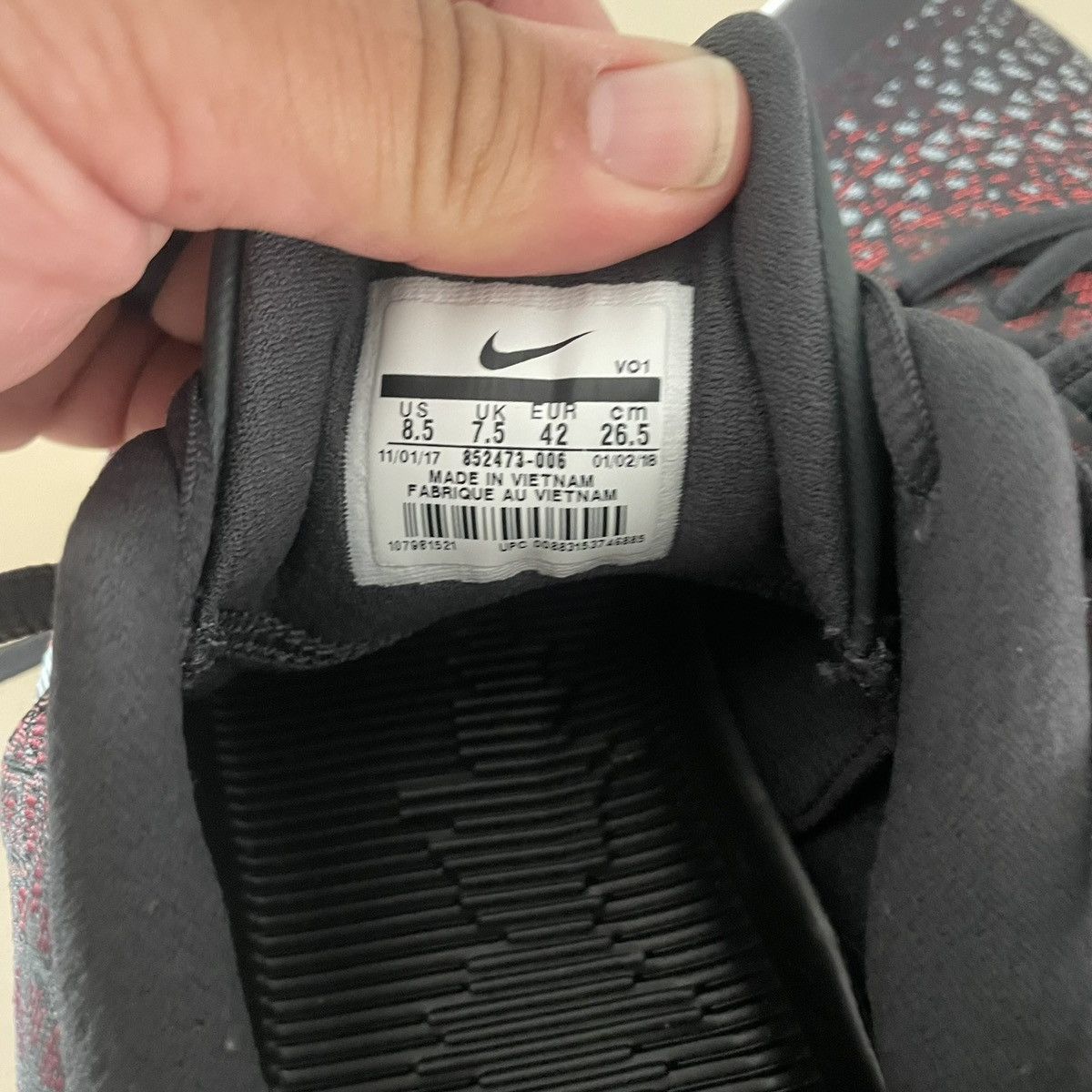 Nike 8.5 Nike Kobe Mamba Instinct Black Red 852473-006 W/ Box Size US 8.5 / EU 41-42 - 7 Thumbnail