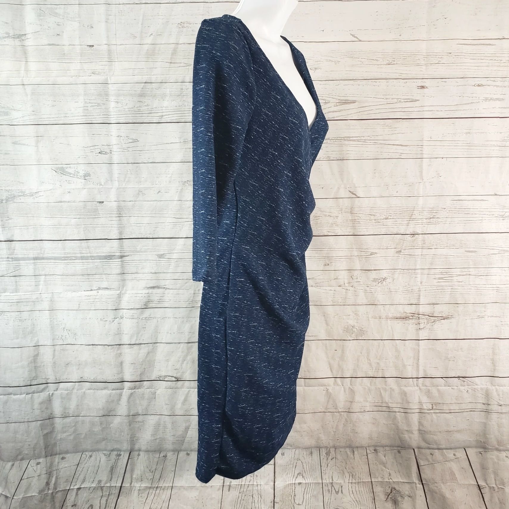 Vintage Fervour Dress Short Blue Faux Wrap 3/4 Sleeve V-Neck Womens Small, Pullover, Polyester Blend, Dress Length Short, Size S, Blue, Womens Size S / US 4 / IT 40 - 3 Thumbnail