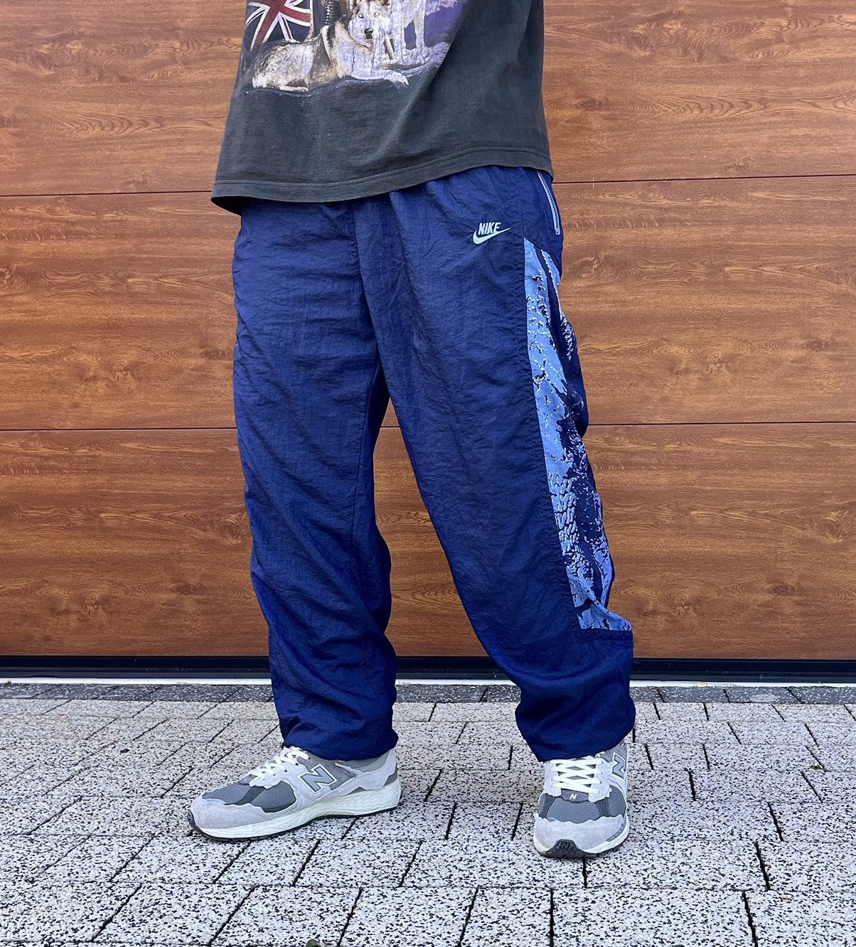 Nike × Vintage Nike Vintage Track Pants Nylon Y2K Drill Streetwear Swoosh Size US 36 / EU 52 - 14 Thumbnail