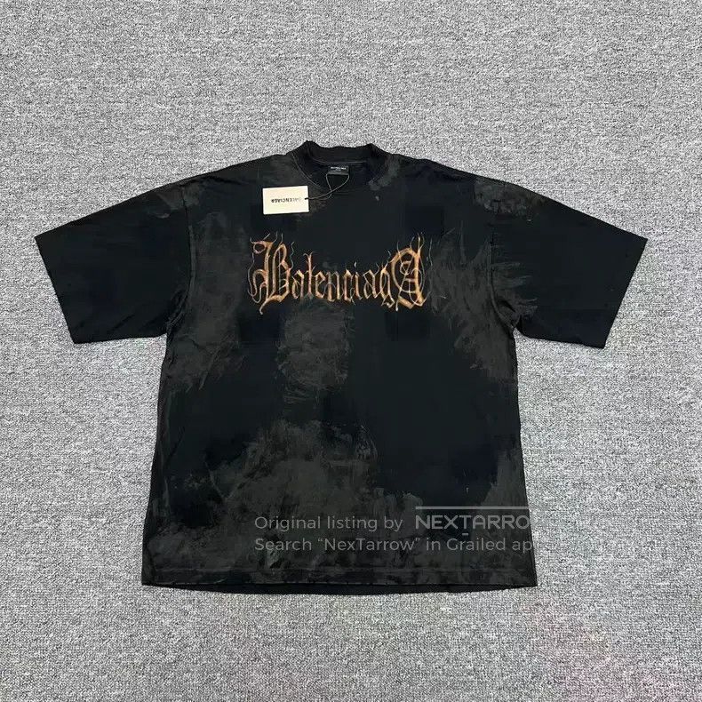 Balenciaga Balenciaga Black Sanskrit letter Logo printed short sleeve Size US S / EU 44-46 / 1 - 1 Thumbnail