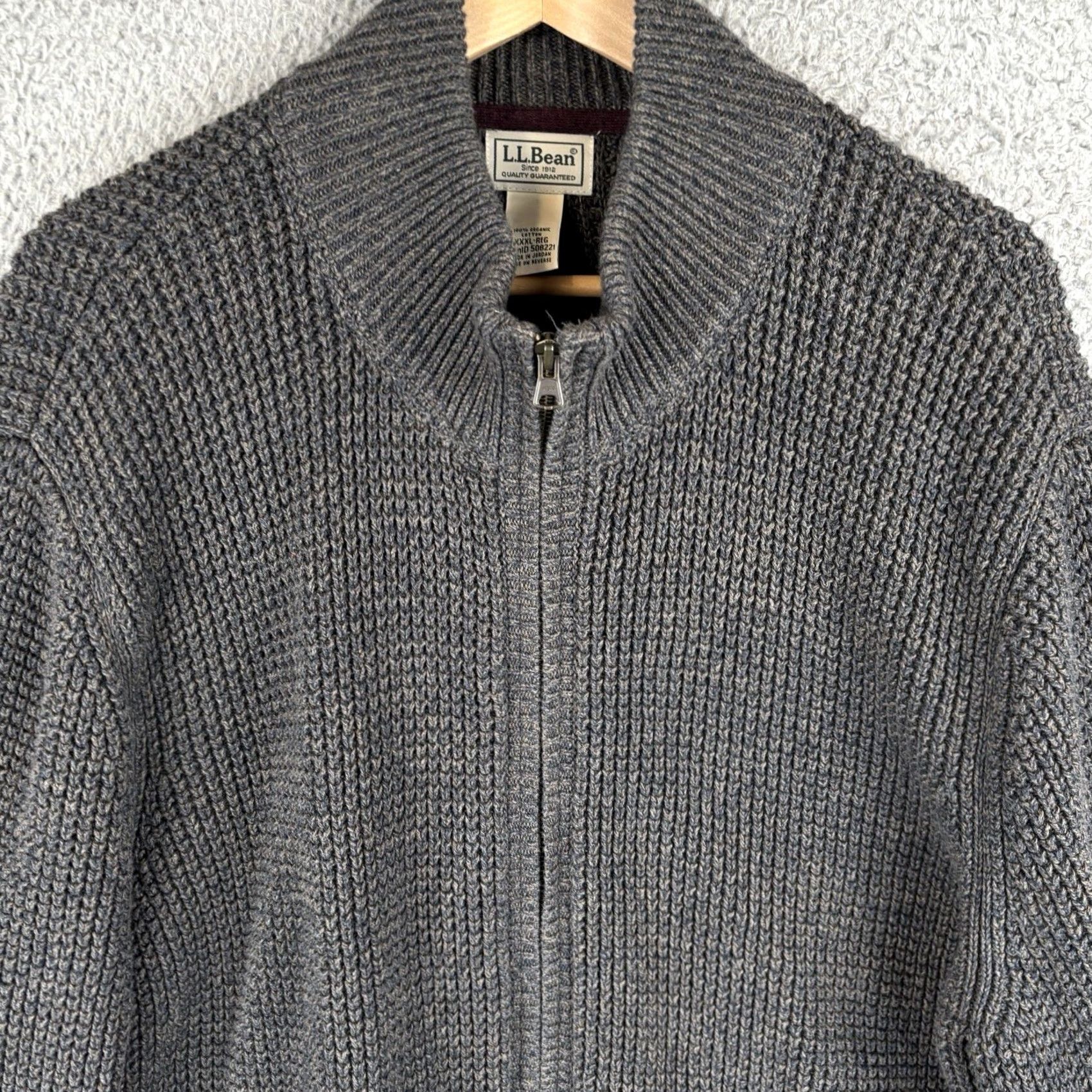 Vintage L.L. Bean Sweater Mens 3XL Gray Full Zip Heavyweight Waffle-Knit Organic Cotton Casual Boys Mens Womens Size US XXL / EU 58 / 5 - 2 Thumbnail