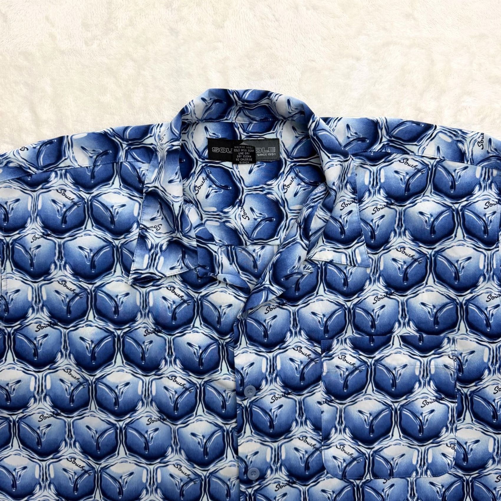 Southpole Southpole Shirt Mens L Blue Geometric Short Sleeve Button Up Casual Summer Size US L / EU 52-54 / 3 - 2 Thumbnail