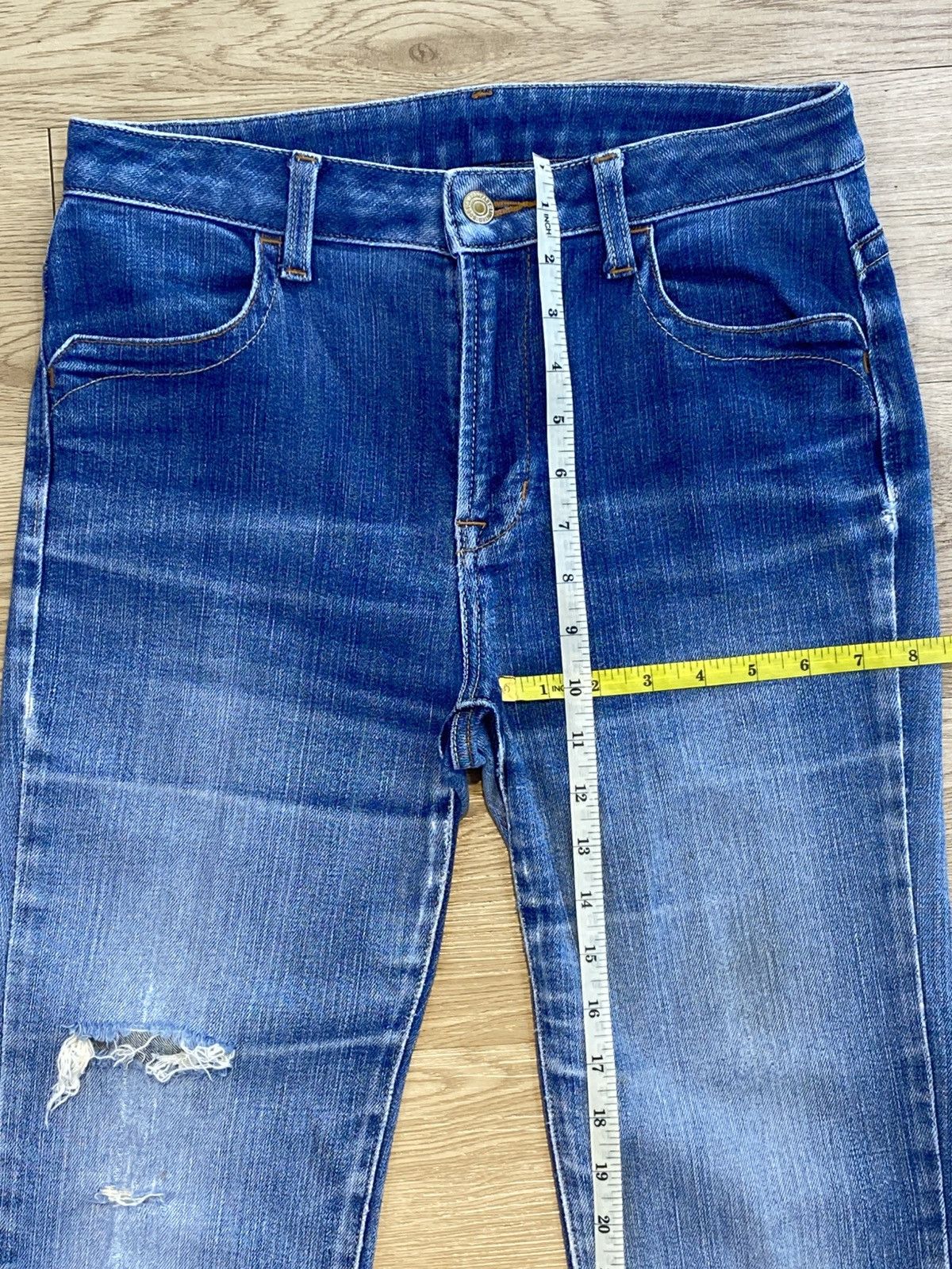 If Six Was Nine Japanese Brand Blue Wash Style Flare Distress Jeans Size US 29 - 8 Thumbnail