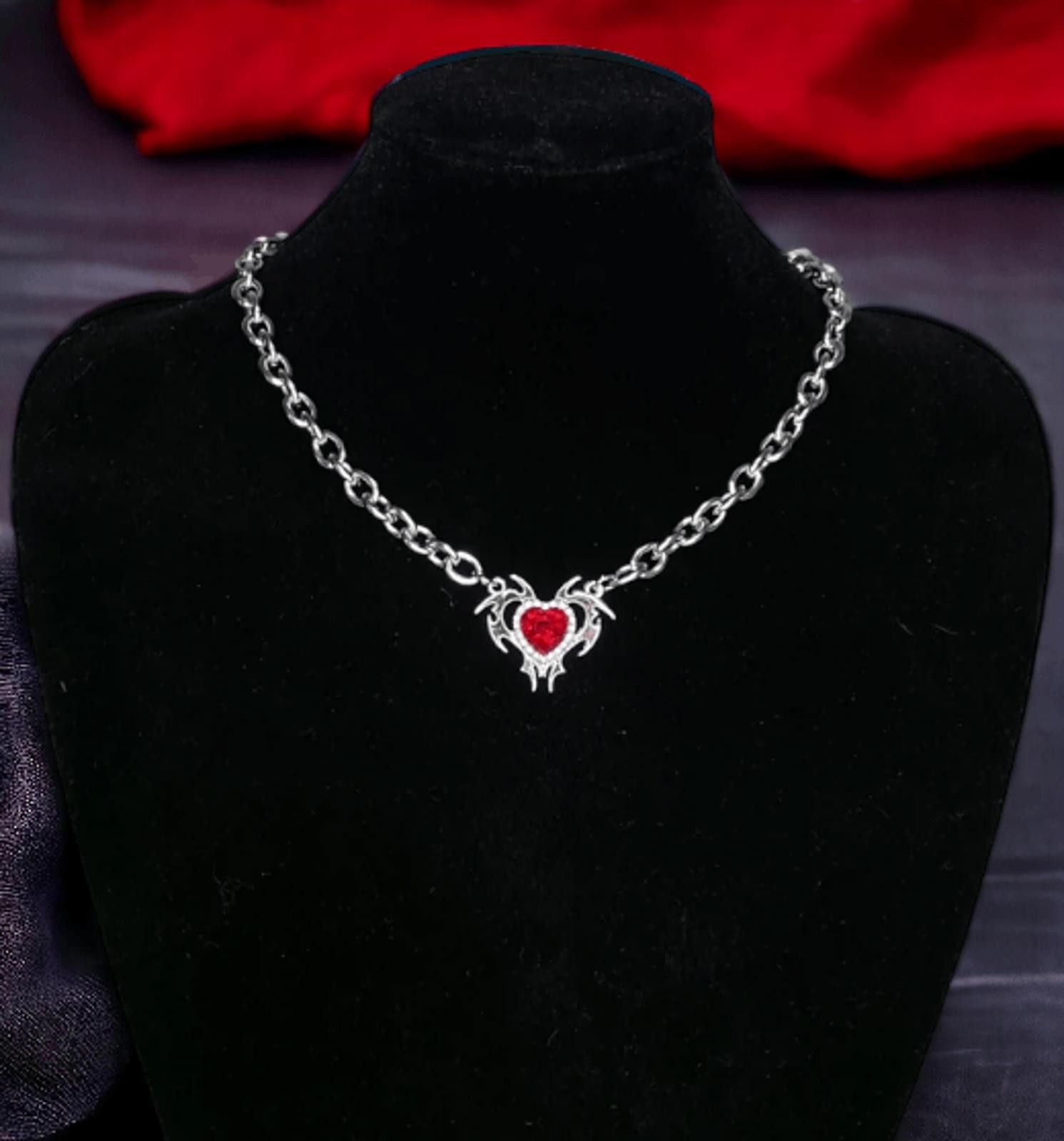 Jewelry y2k Grunge Burning Red Glass Necklace Size ONE SIZE - 3 Thumbnail