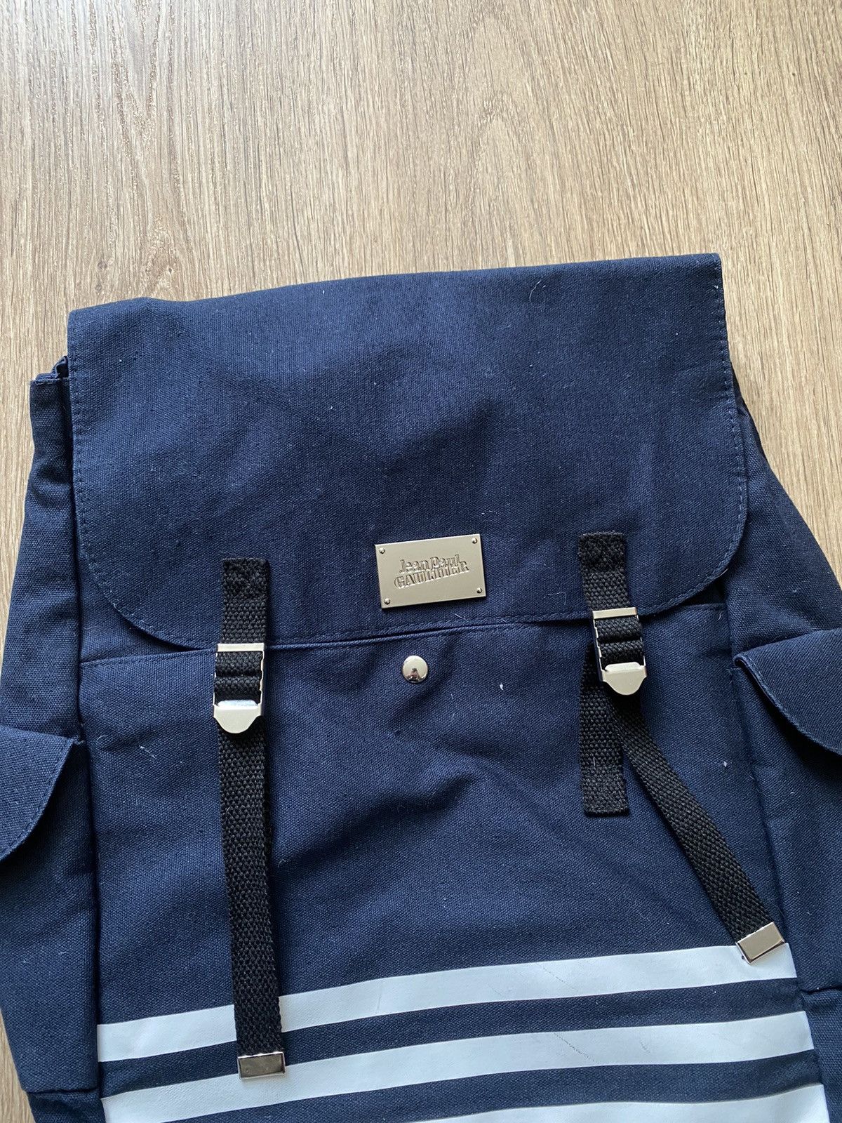 Jean Paul Gaultier × Vintage JPG Jean Paul Gaultier canvas backpack navy striped Size ONE SIZE - 2 Thumbnail