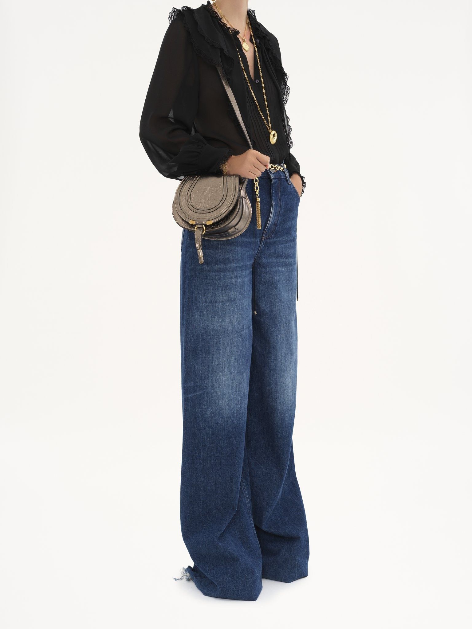 Chloe o1loc1c10226 Size: OS / Marcie Saddle Bag in Shiny Grey Size ONE SIZE - 7 Thumbnail