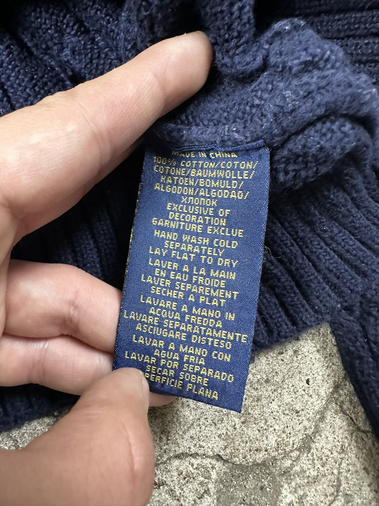 Polo Ralph Lauren Polo Ralph Lauren Cable Cotton Knit Sweater Navy Size US L / EU 52-54 / 3 - 7 Thumbnail