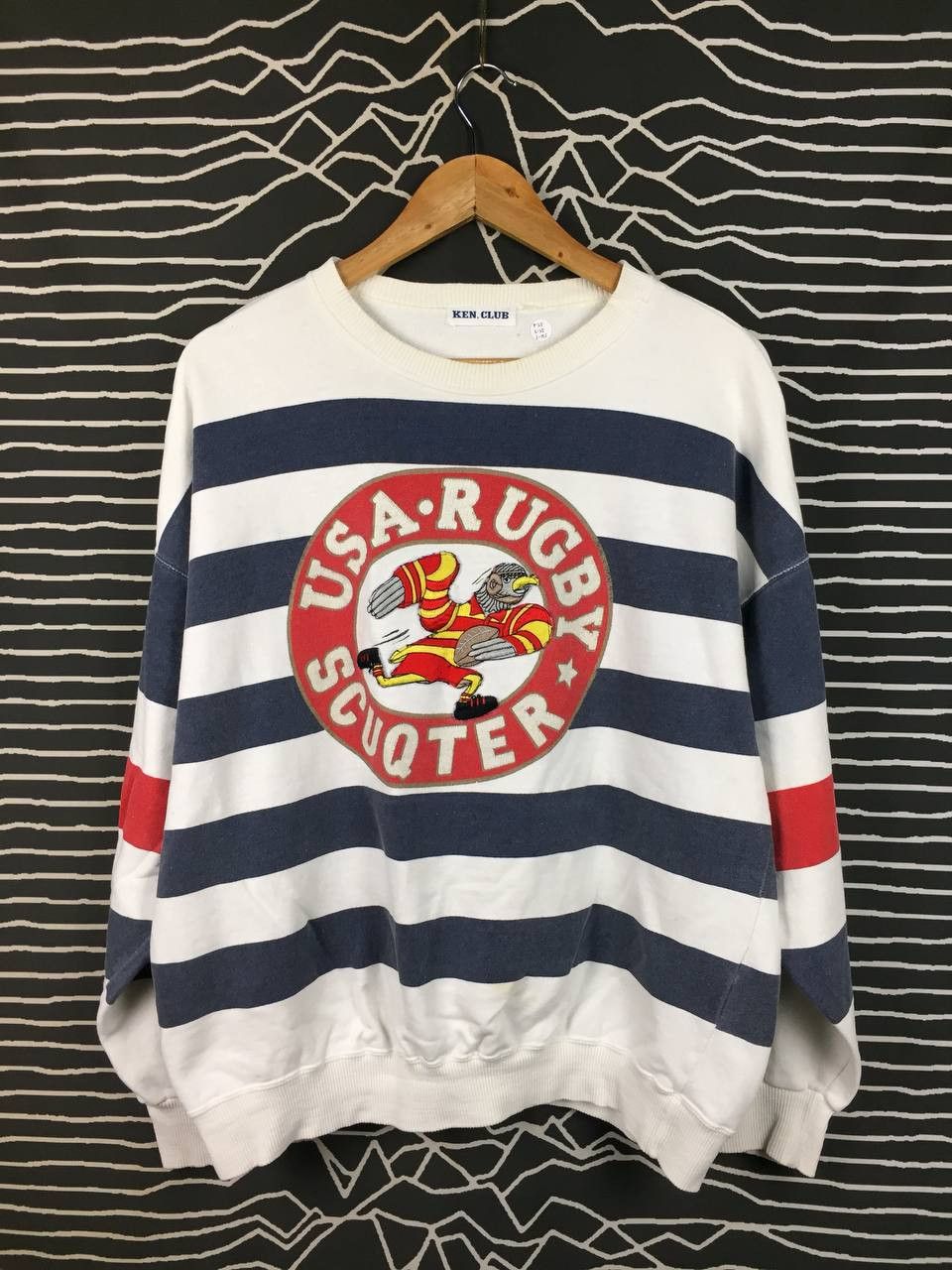 Vintage Vtg KEN. CLUB USA Rugby Scuqter Striped Sweatshirt Size US XL / EU 56 / 4 - 1 Thumbnail