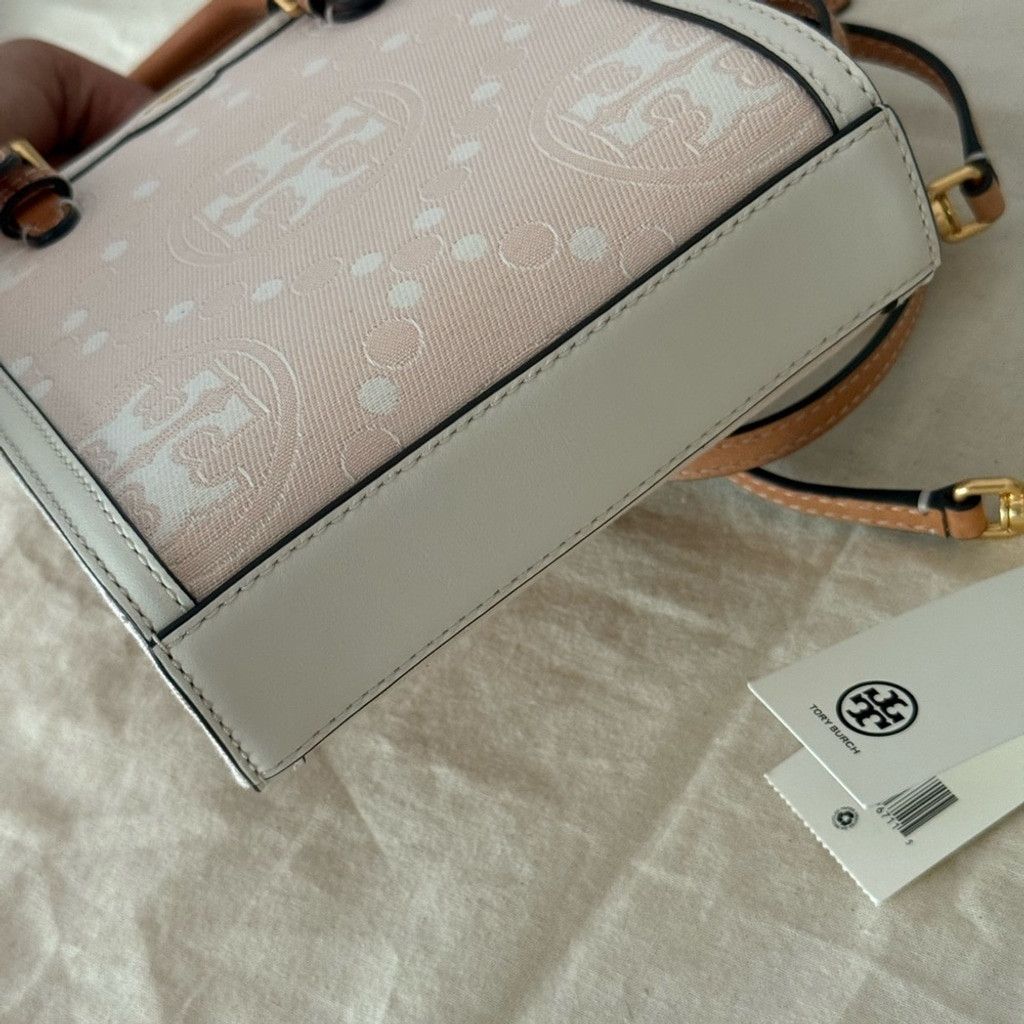 Tory Burch Tory Burch Mini T Monogram Perforated Leather Tote Crossbody Size ONE SIZE - 4 Thumbnail