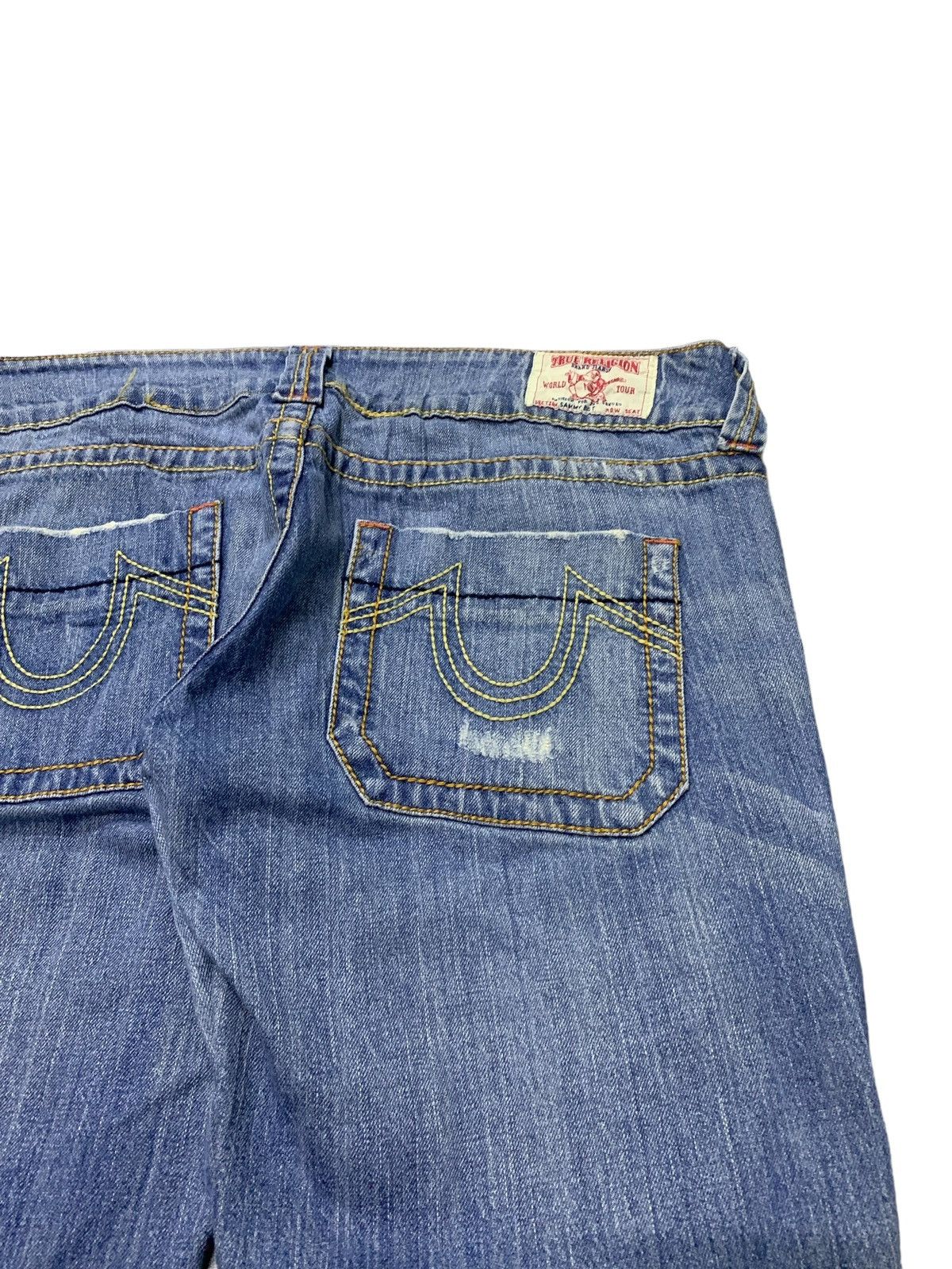 Affliction × True Religion True Religion Sammy Big T Distressed Flare Denim Pants Size US 30 / EU 46 - 11 Thumbnail