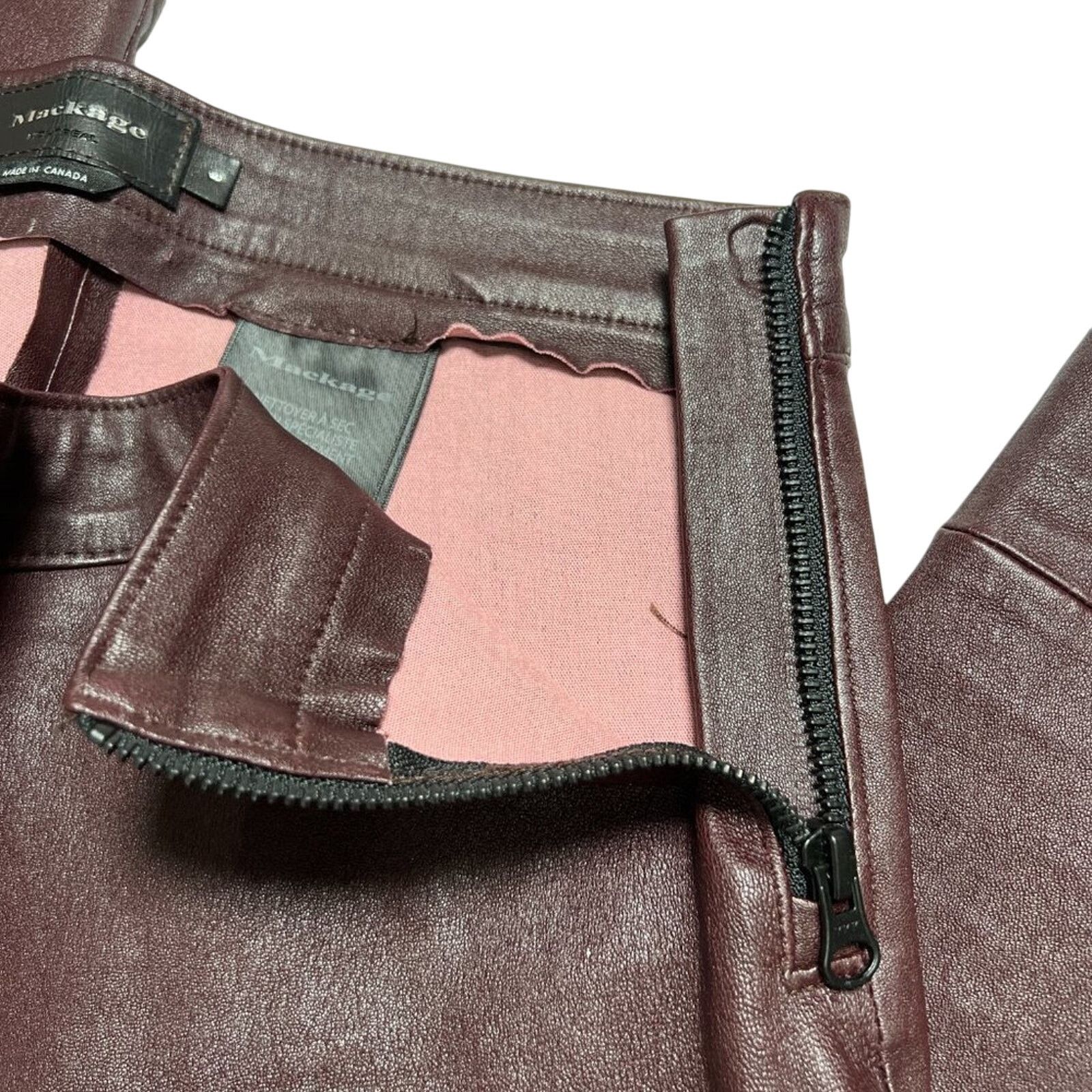 Mackage Mackage Lamb Leather Skinny Pants Maroon Size 8 Zip Size 30" / US 8 / IT 44 - 4 Thumbnail
