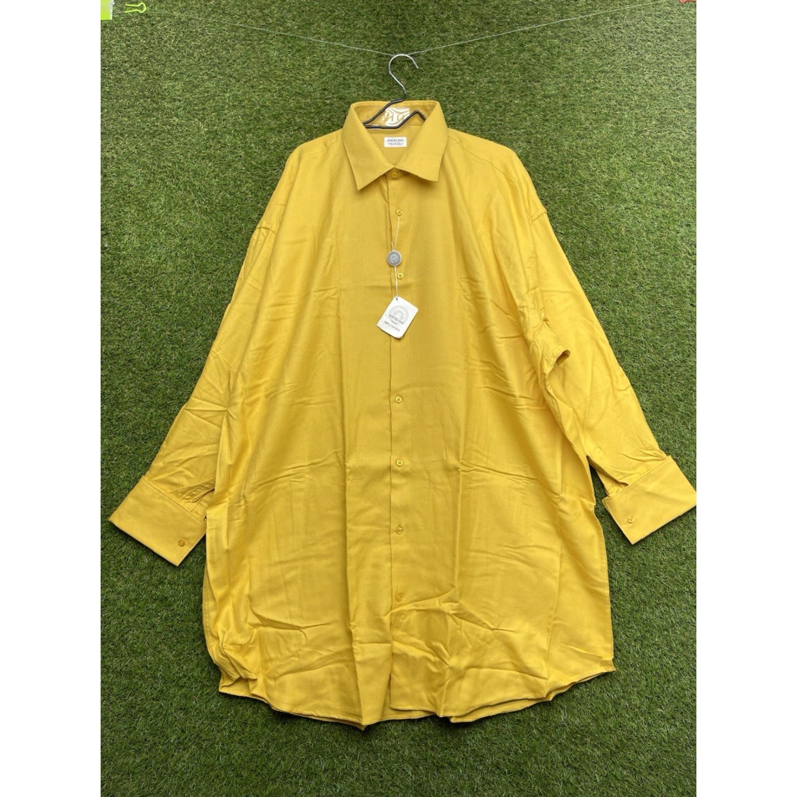 Vintage Angelino Button-Down Shirt Mens 20 Long Sleeve Cotton Italy Tie Pocket Square Gold Size US XXL / EU 58 / 5 - 2 Thumbnail