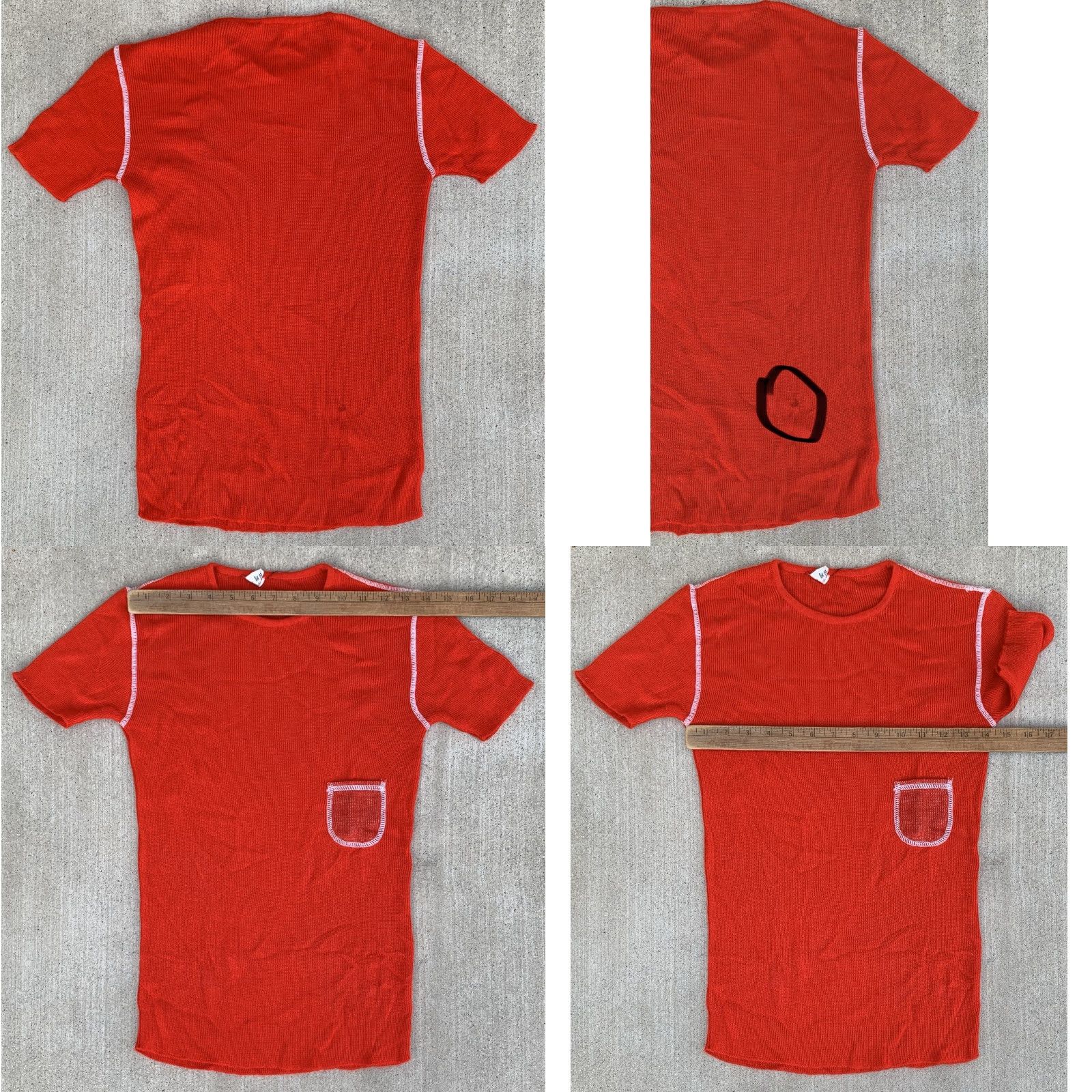 Vintage VINTAGE Acryl Pocket Tee T Shirt Red Slim Fitted Size L Unisex Adults Short Sleeve Knit Acrylic 1960s 1980s Mens Womens Boys Girls Size US L / EU 52-54 / 3 - 10 Thumbnail