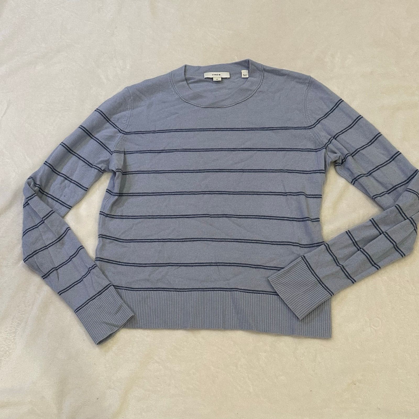 Vince Vince Blue Striped Wool Cashmere Sweater sz S Size S / US 4 / IT 40 - 7 Thumbnail