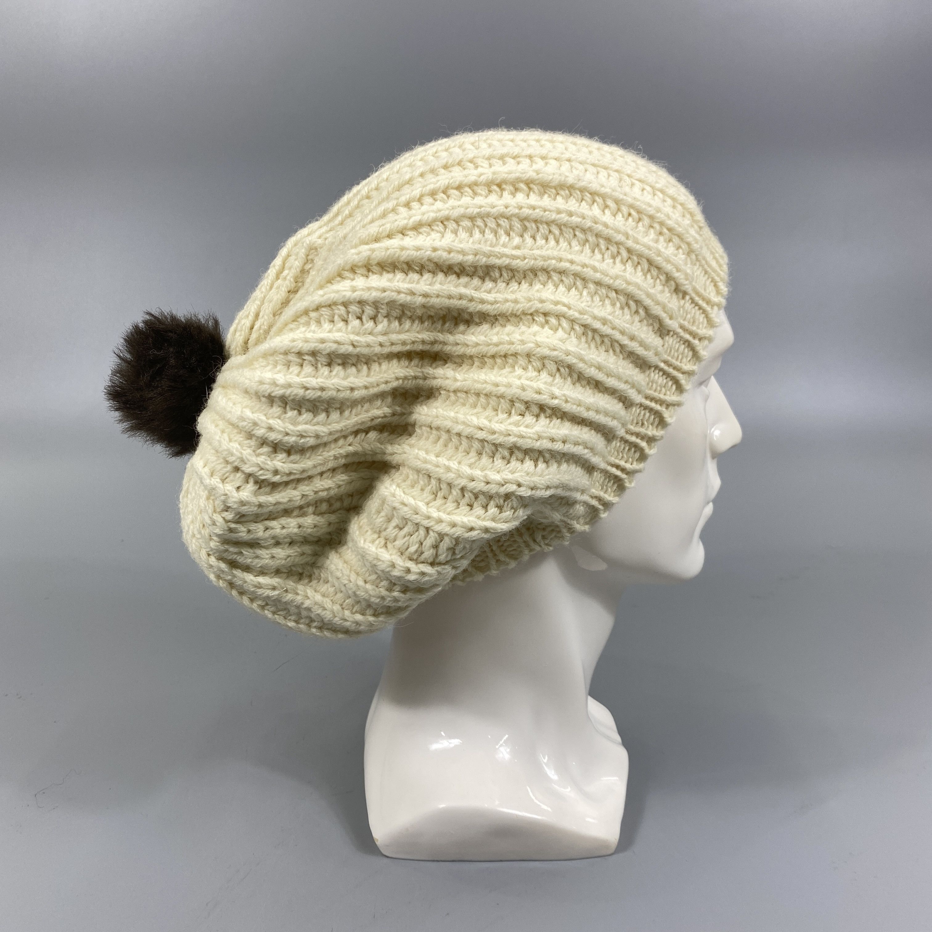 Highland Wool Natural Knit Pom Pom Beanie -BN700 Size ONE SIZE - 2 Thumbnail