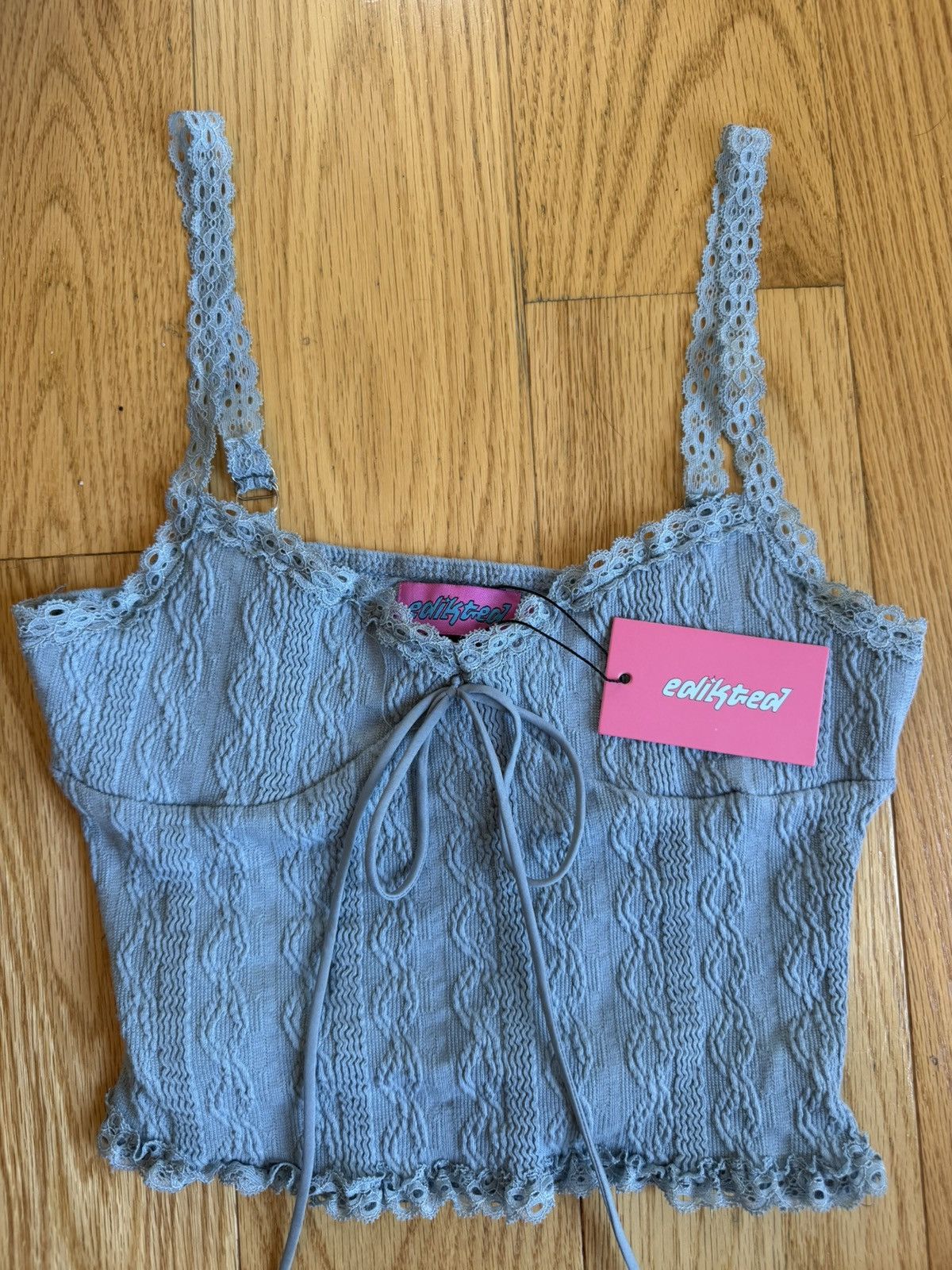 Brandy Melville Edikted Blue Lace Knit Tank Top Y2K Fairycore Size S Size S / US 4 / IT 40 - 1 Thumbnail