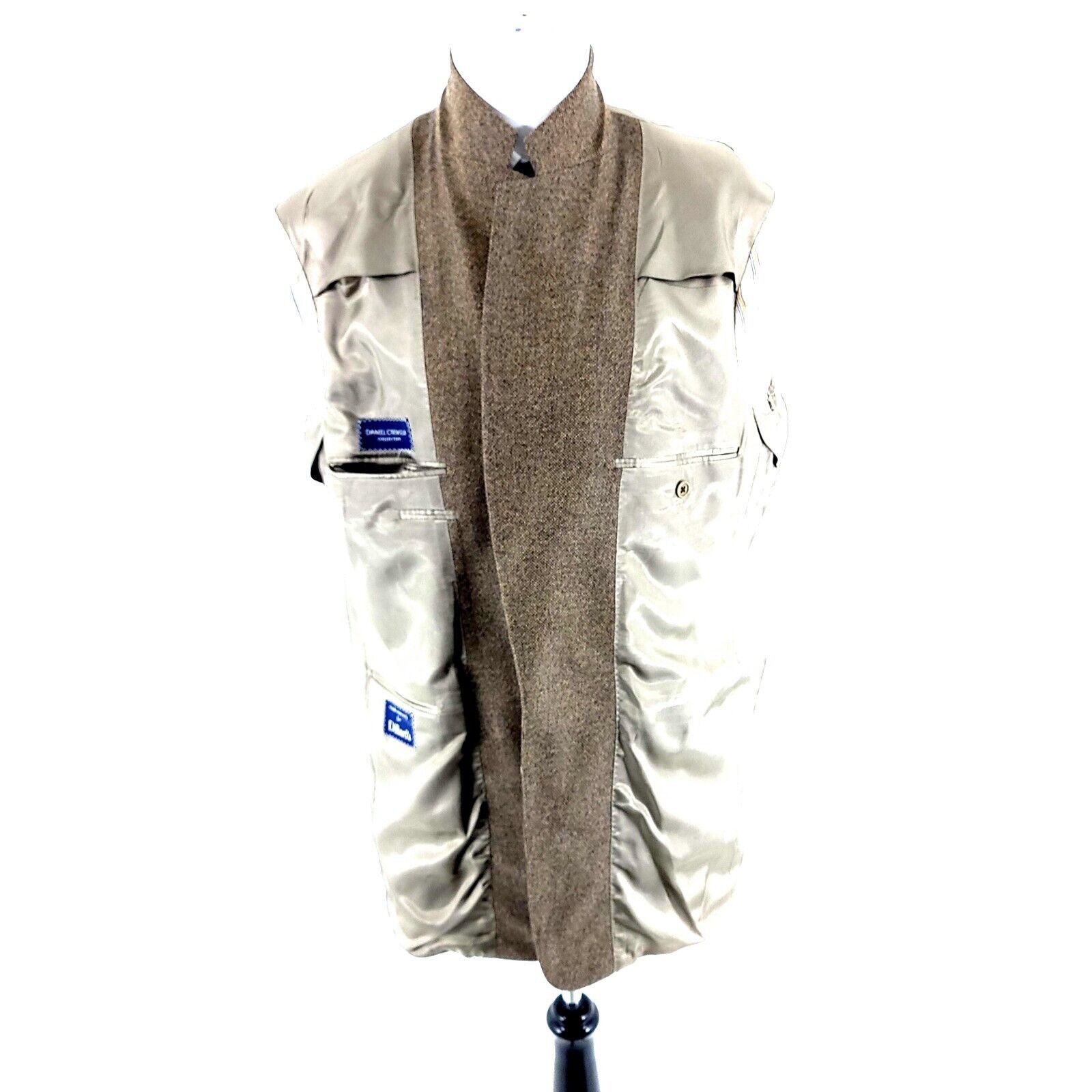 Daniel Cremieux Daniel Cremieux Tweed Wool 2 Button Sport Coat 42L Tan Gray Size 42L - 9 Thumbnail