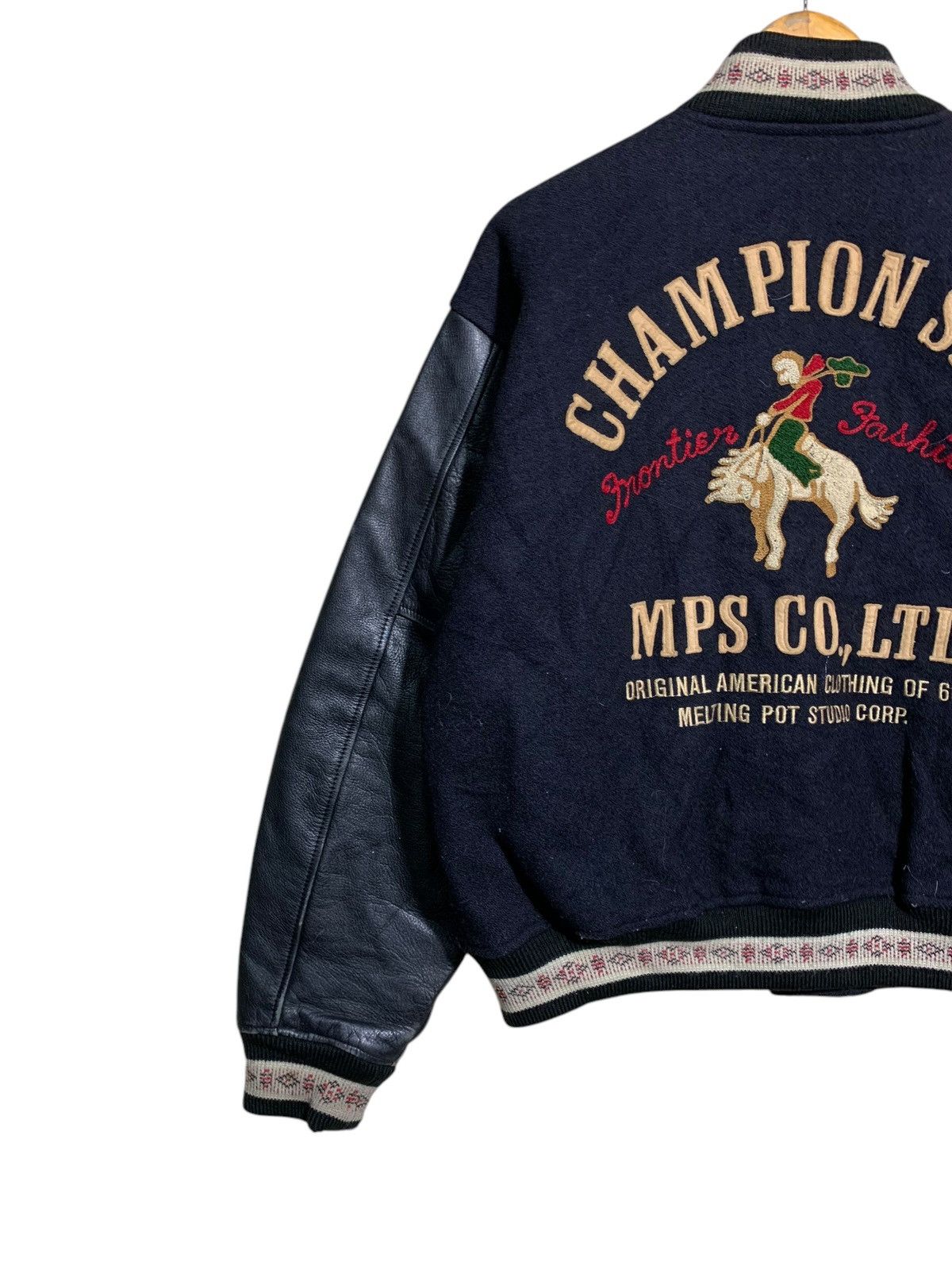 Vintage 🔥M.P.S WOOL/LEATHER VARSITY JACKETS Size US L / EU 52-54 / 3 - 2 Thumbnail