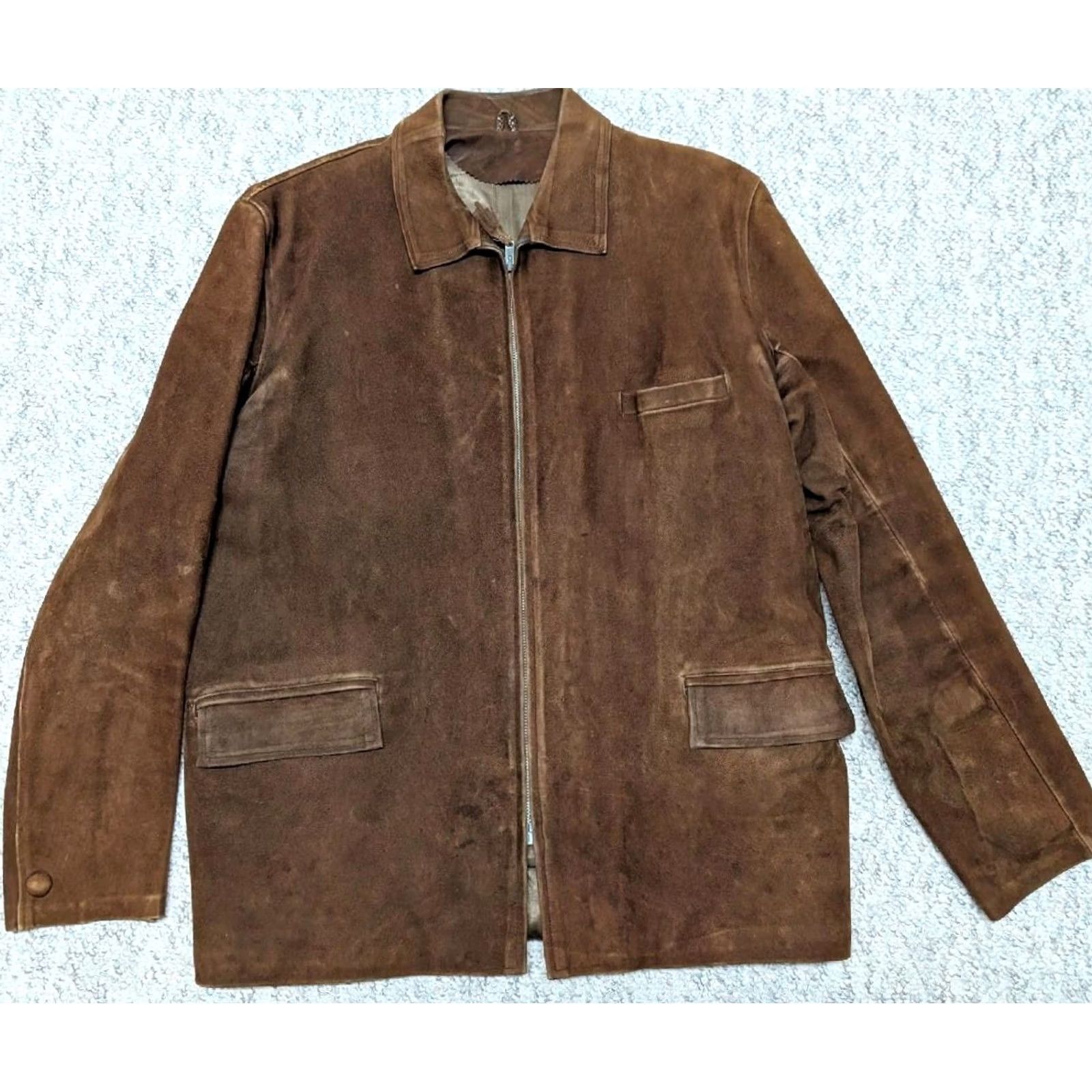 Vintage VINTAGE leather jacket SUEDE motorcycle Jacket Mens 38 brown Western 1940s Size US S / EU 44-46 / 1 - 7 Thumbnail