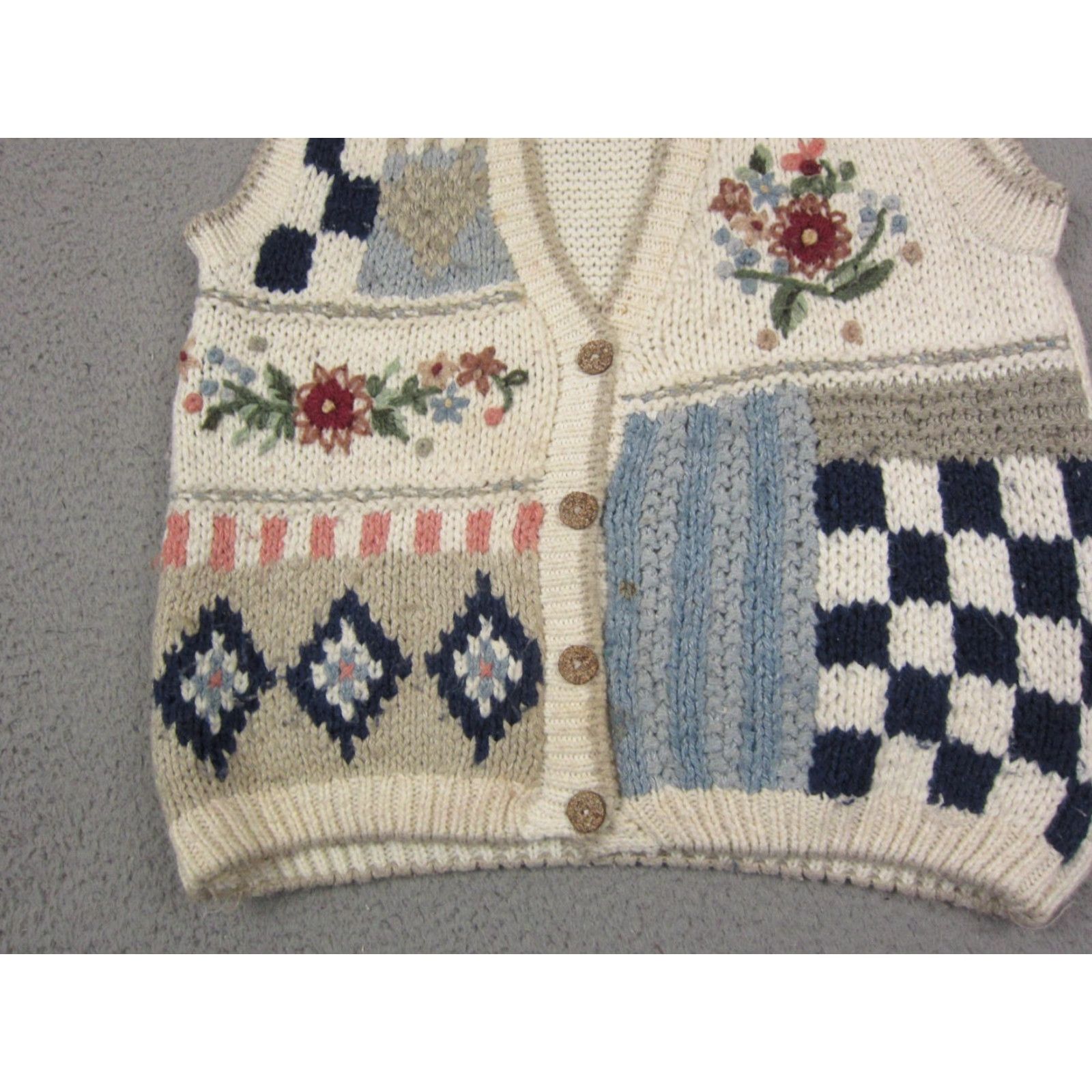 Vintage VINTAGE Huntington Ridge Sweater Vest Womens S Ivory Fair Isle Knit V-Neck 90s Retro Casual Size S / US 4 / IT 40 - 2 Thumbnail