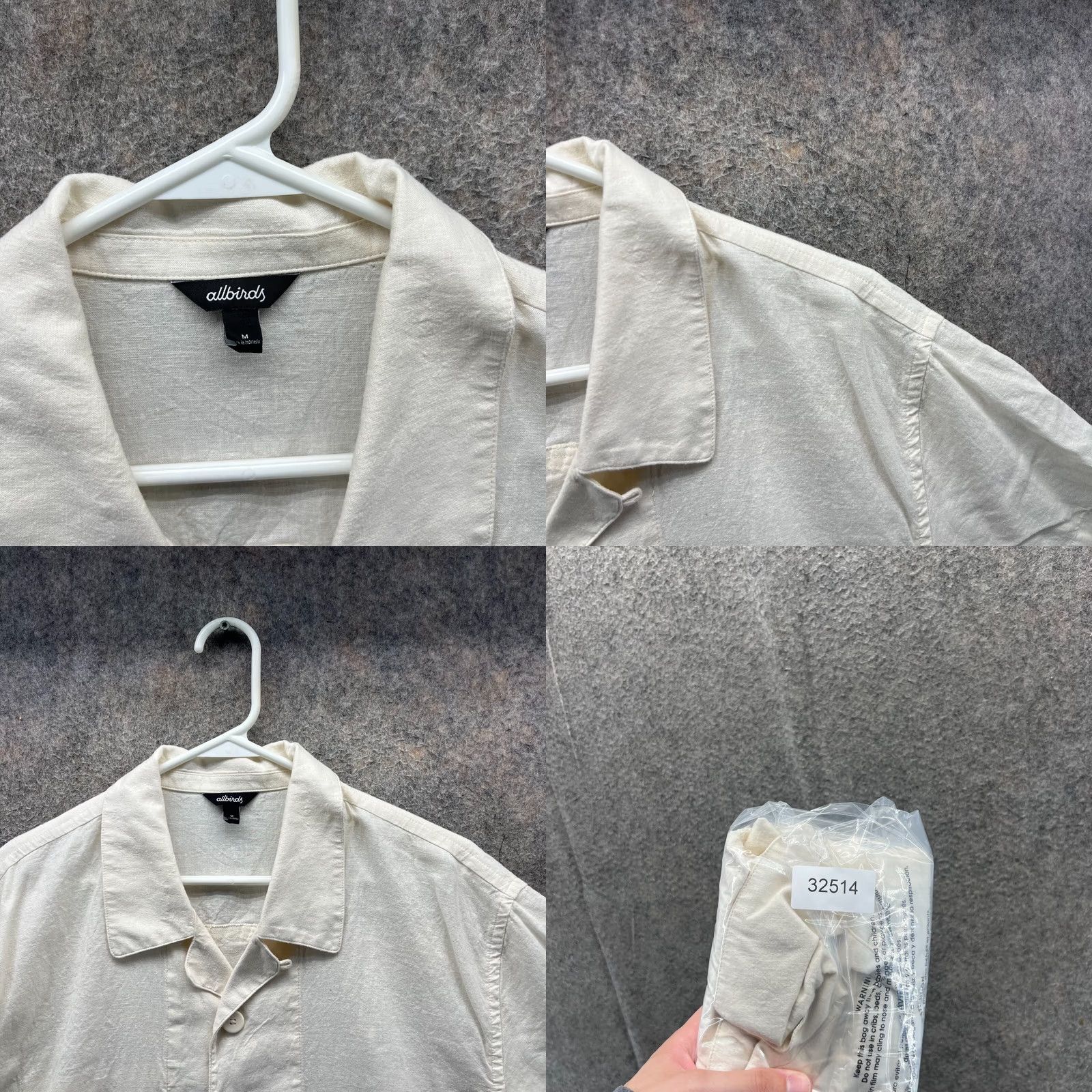 Allbirds Allbirds Shirt Mens Medium Ivory Button Down Camp Style Organic Cotton Blend Shirt Size US M / EU 48-50 / 2 - 8 Thumbnail