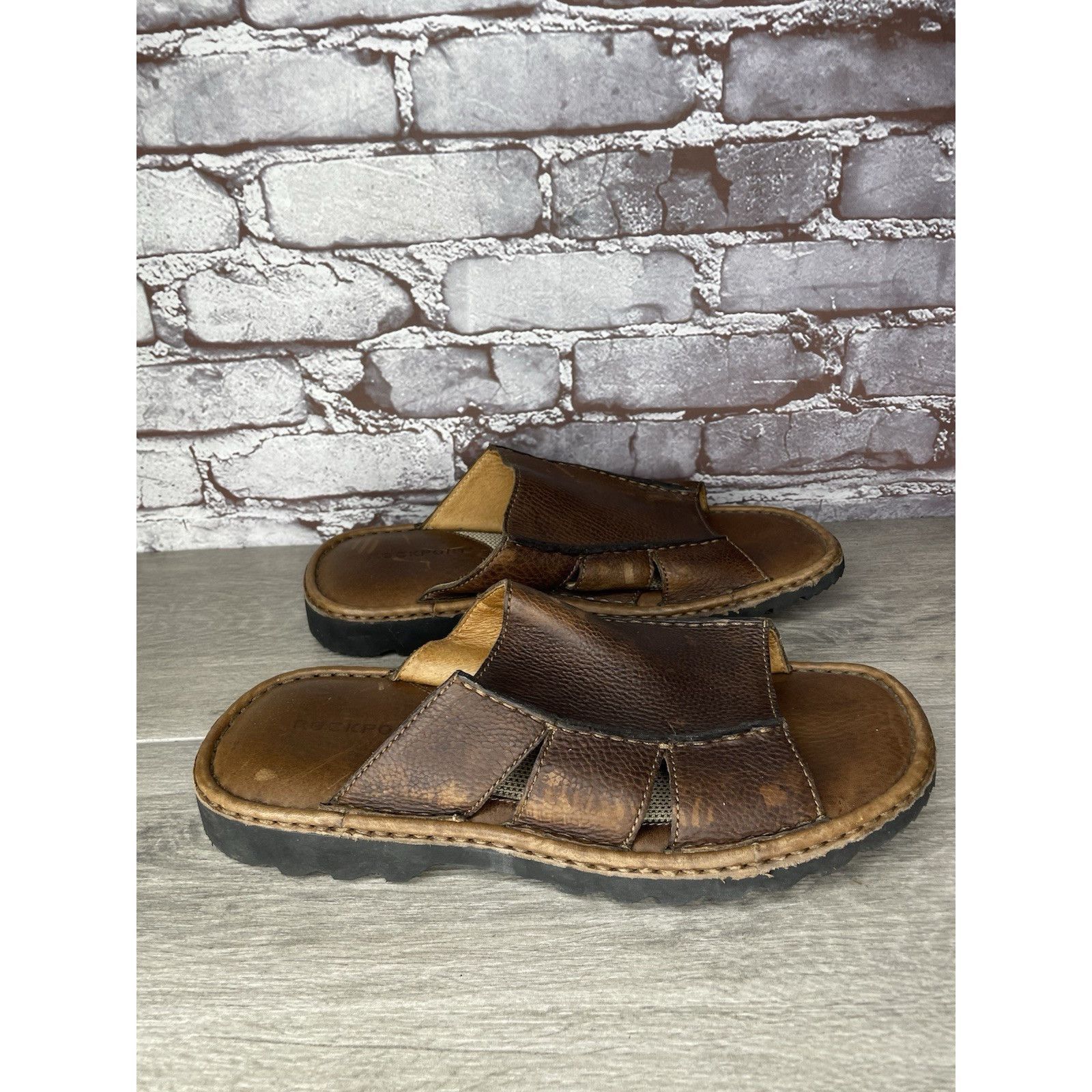 Rockport Rockport Brown Leather Cushion Open Toe Casual Slides Sandal Size US 11 / EU 44 - 15 Thumbnail