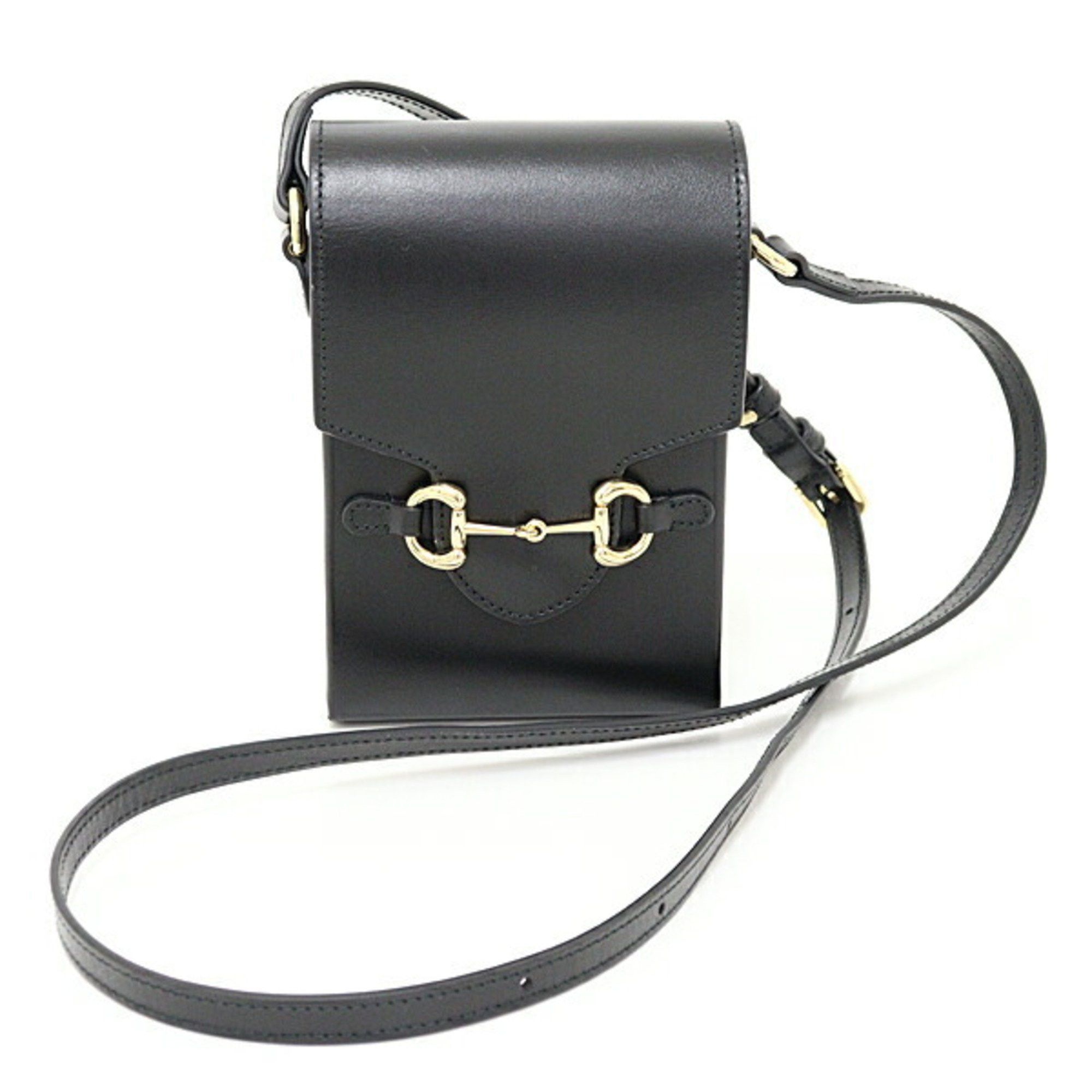 Gucci GUCCI Horsebit 1955 Leather Black Shoulder Bag 625615 Size ONE SIZE - 1 Thumbnail