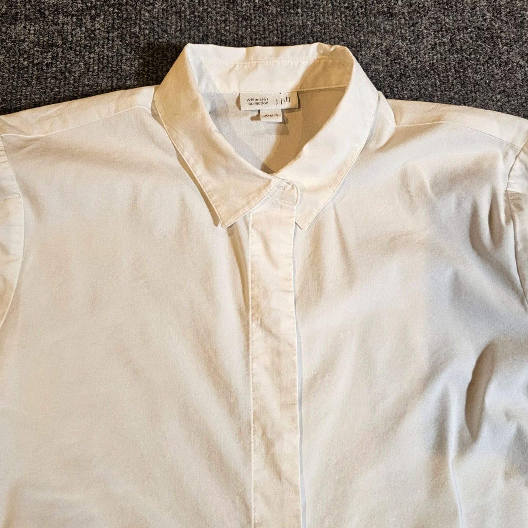 J. Jill J. Jill Top Tunic Shirt Women S Long Sleeve Snap Button Stretch Coastal Beach Basic White Size S / US 4 / IT 40 - 2 Thumbnail
