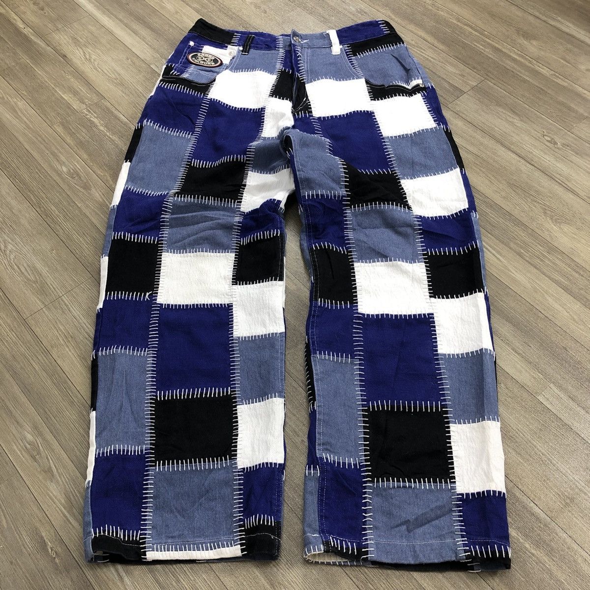 Cross Colours RARE💥 Cross Colours Patchworks JNCO Style Baggy Pants Size US 34 / EU 50 - 1 Thumbnail