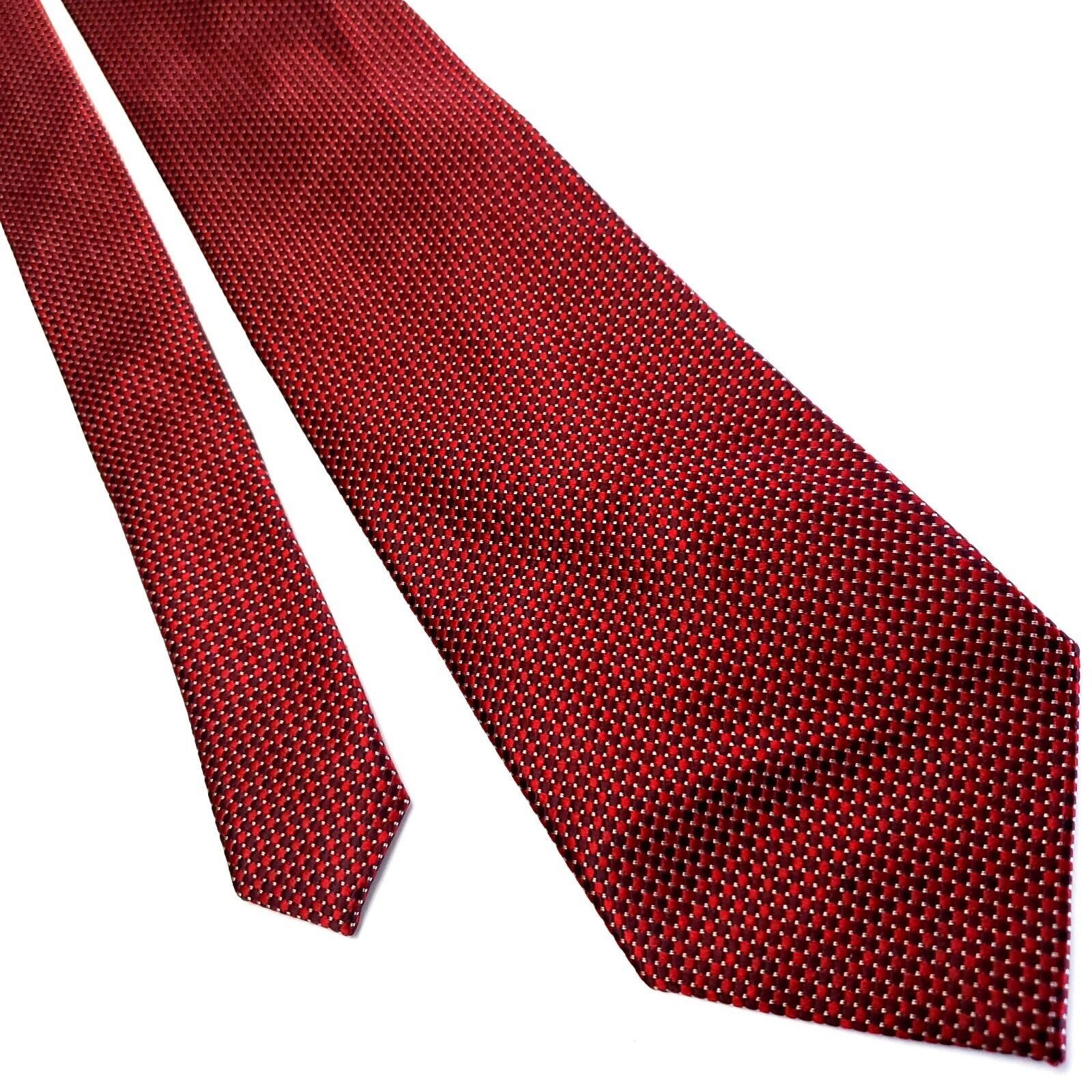 Van Heusen Van Heusen Red Silk Tie Woven Short Check Size ONE SIZE - 1 Thumbnail