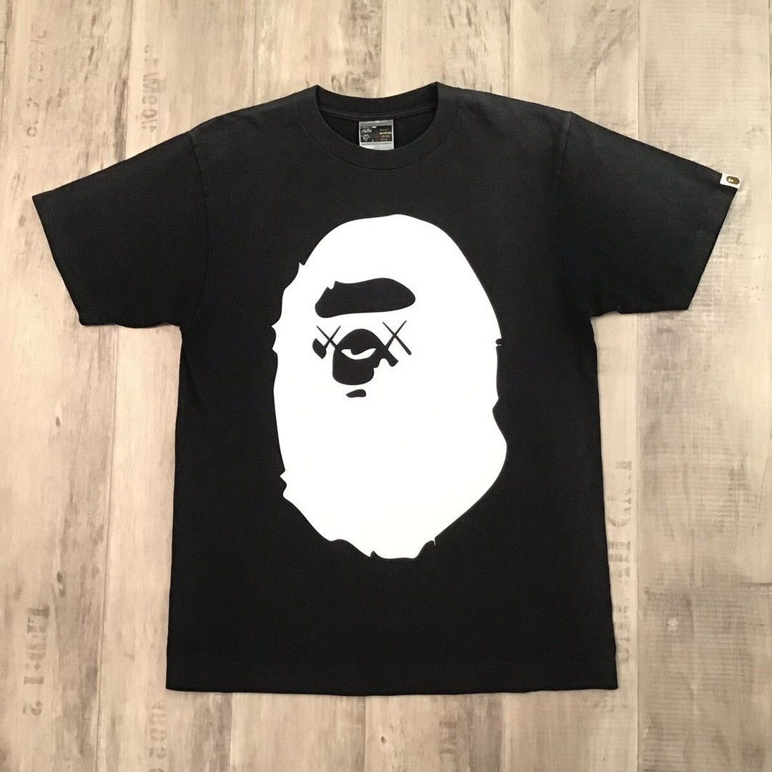Bape X Kaws Big Logo BAPE × KAWS BIG HEAD T-shirt A Bathing Ape NIGO