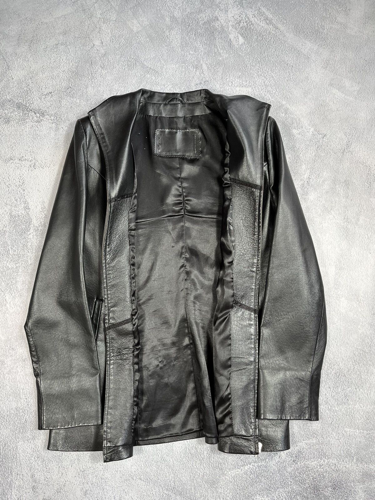 Leather × Vintage Vintage 90s Opium Elongated Leather blazer Jacket size L Size L / US 10 / IT 46 - 4 Thumbnail