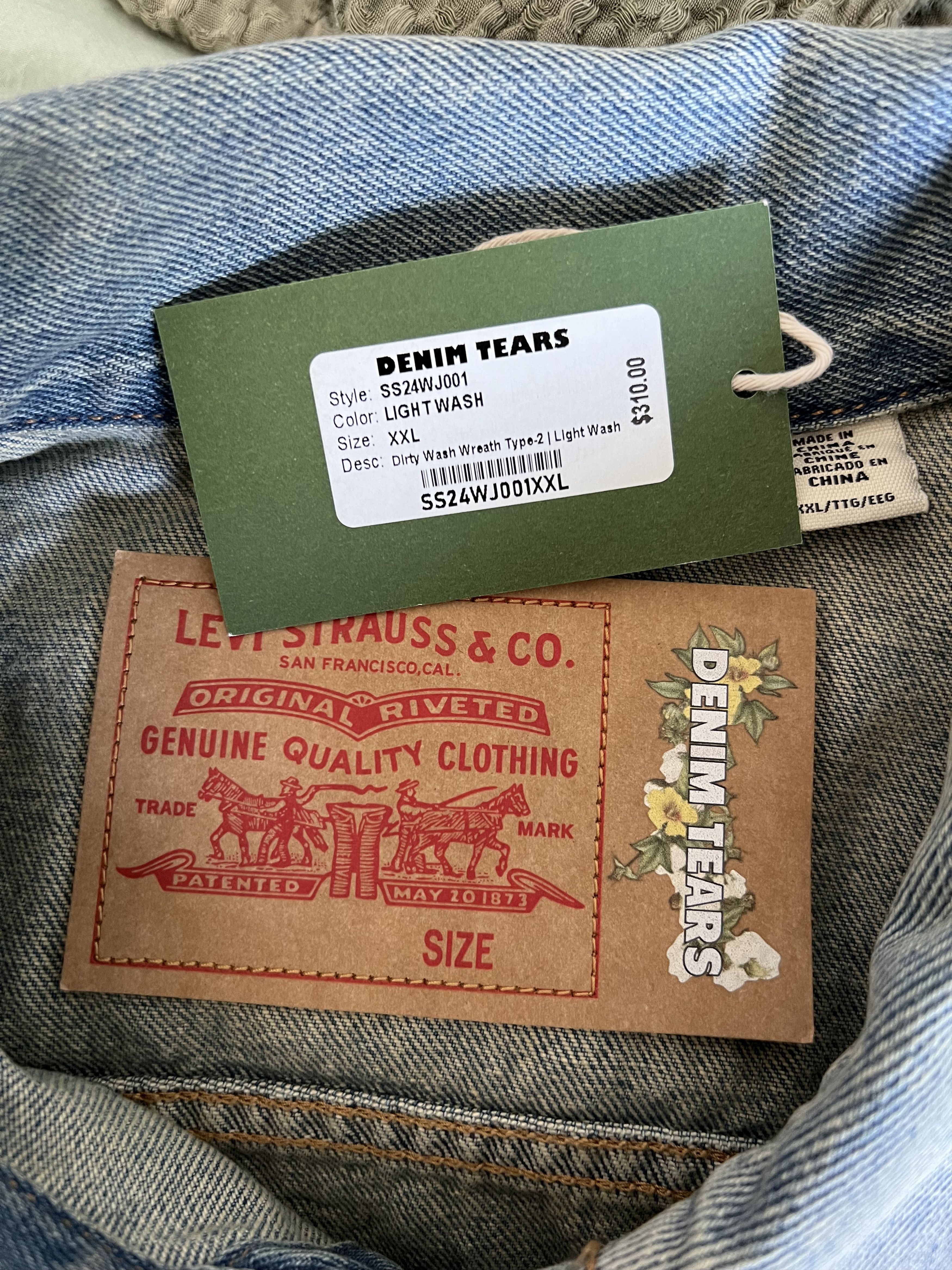 DENIM TEARS × Levi's Denim Tears Levi's Dirty Wash Wreath Type 2 Denim Jacket Size US XXL / EU 58 / 5 - 8 Thumbnail