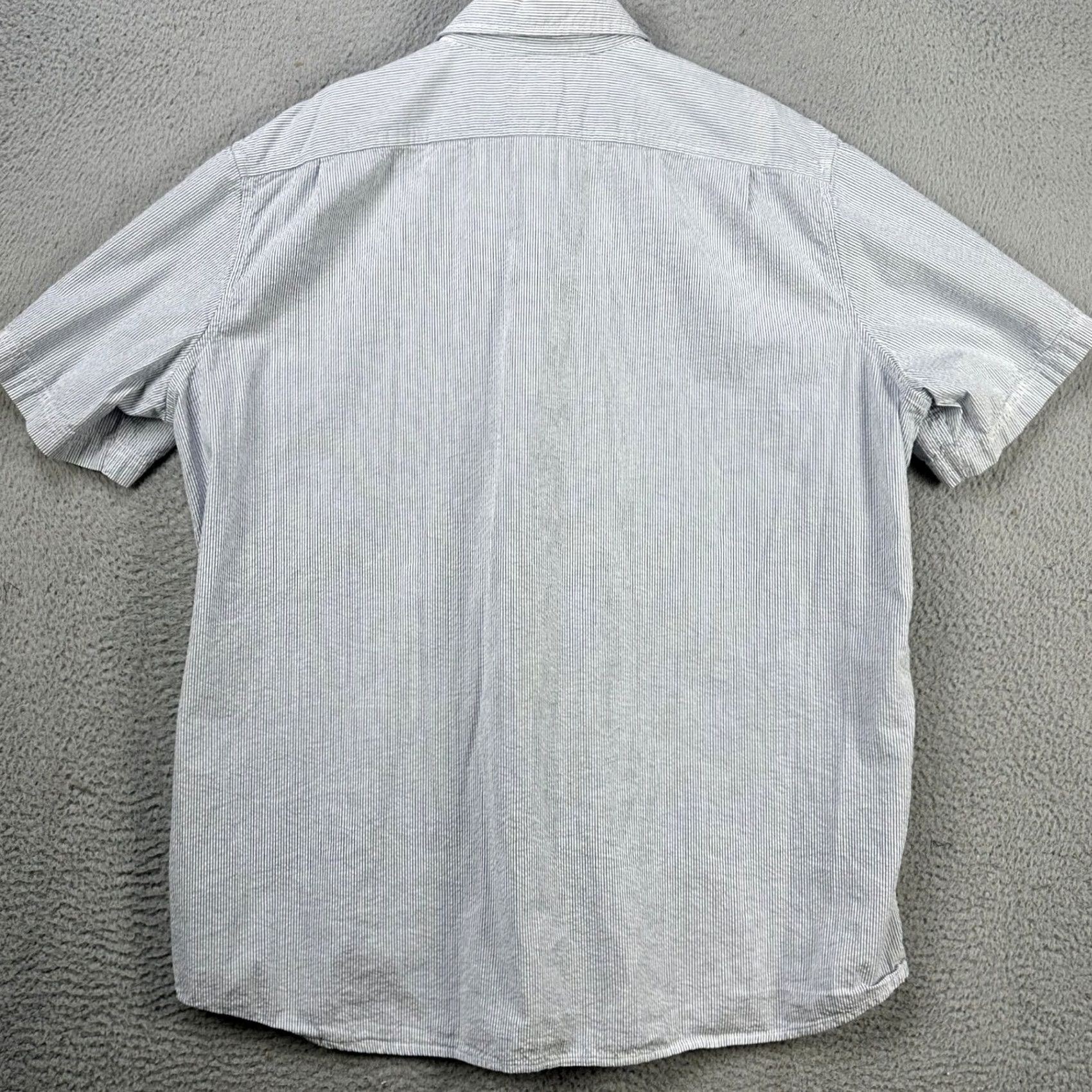 Vintage L.L. Bean Organic Cotton Shirt Seersucker Mens 2XL Tall Blue Striped Button Up Size US XXL / EU 58 / 5 - 2 Thumbnail