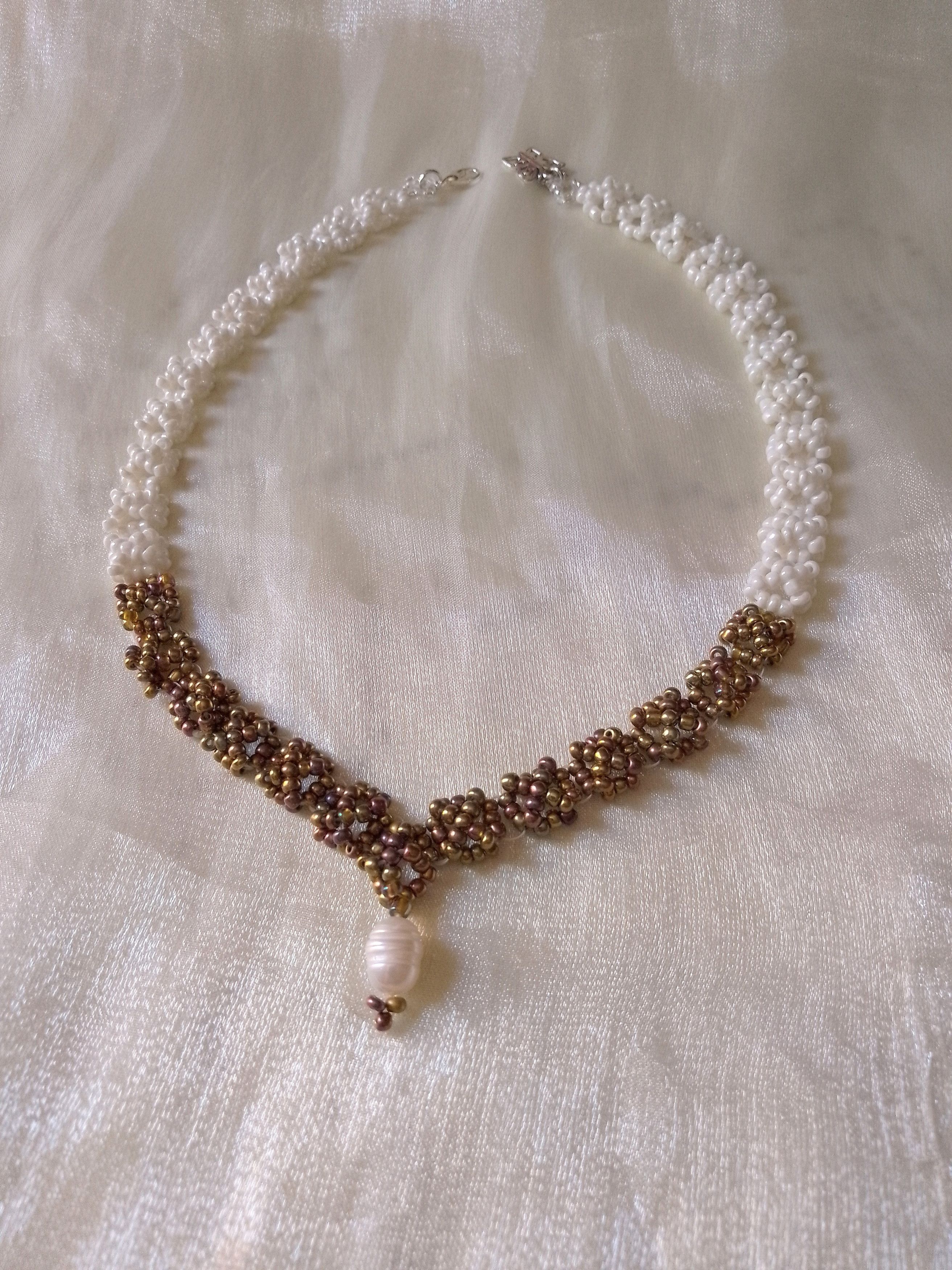 Handmade Elegant necklace natural freshwater pearls Golden Ivory Size ONE SIZE - 8 Thumbnail