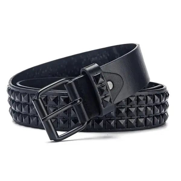 Japanese Brand Hayase x Jingu All Black Leather Rivet Belt Size ONE SIZE - 3 Thumbnail