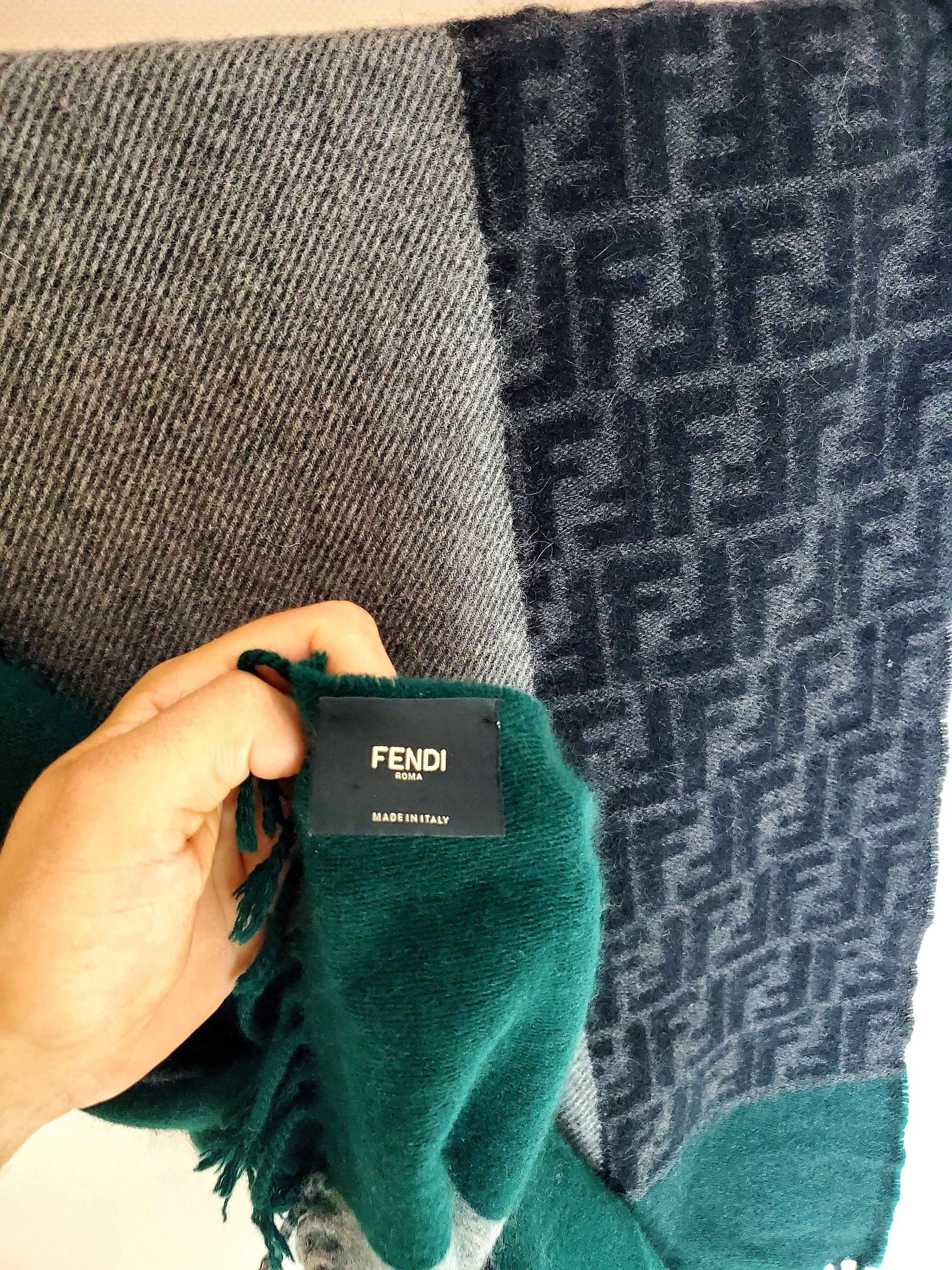 Fendi FENDI wool/angora scarf gray/green/black New condition Size ONE SIZE - 4 Thumbnail