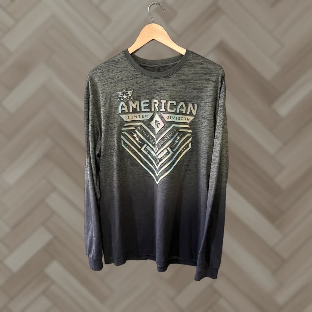 Vintage VINTAGE American Fighter Mens Green Long Sleeve Graphic Shirt XL Size US XL / EU 56 / 4 - 1 Thumbnail