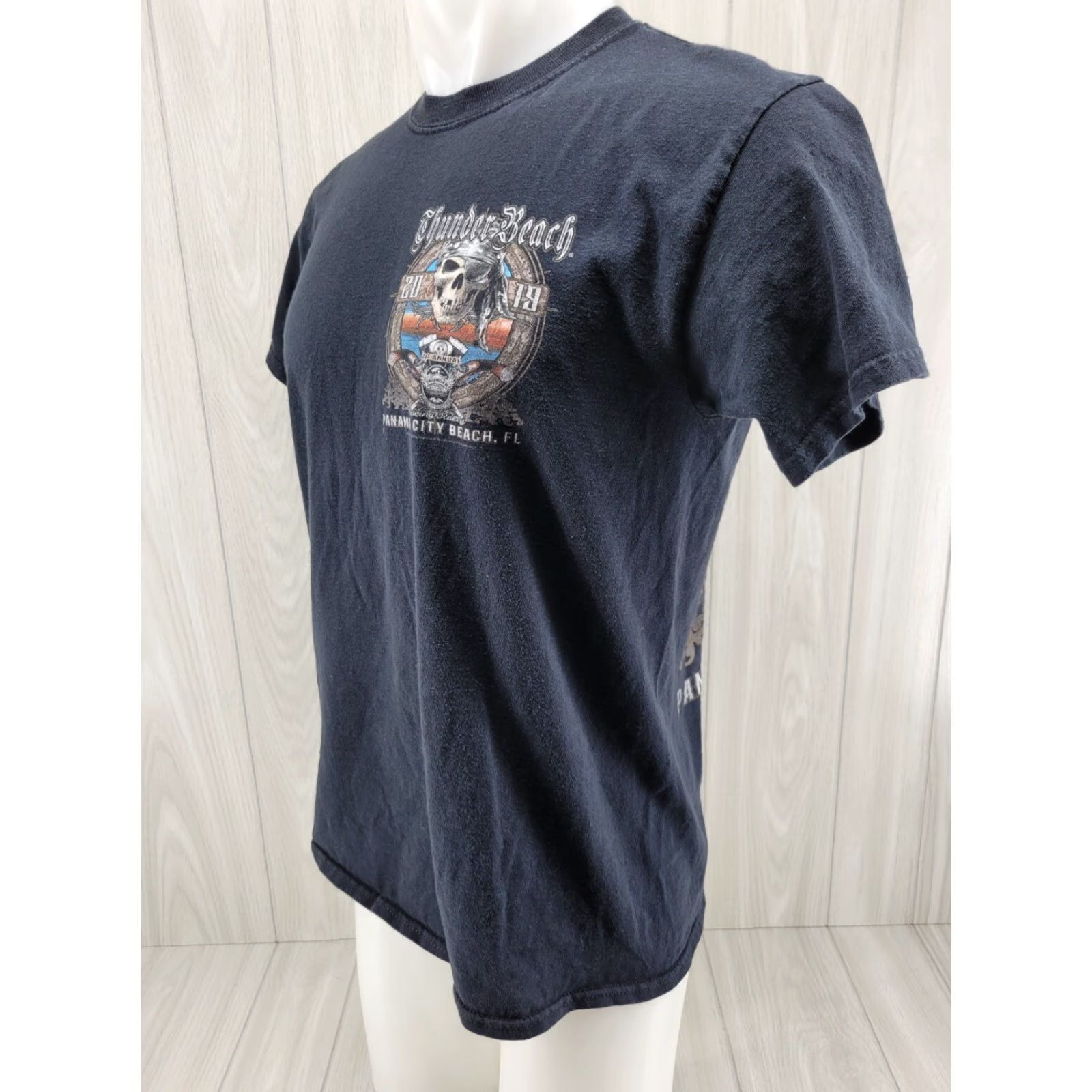 Gildan VINTAGE Gildan Motorcycle T-Shirt Shirt Men M Black 2019 Faded Thunder Beach Panama City Beach Rally Graphic Tee Size US M / EU 48-50 / 2 - 3 Thumbnail