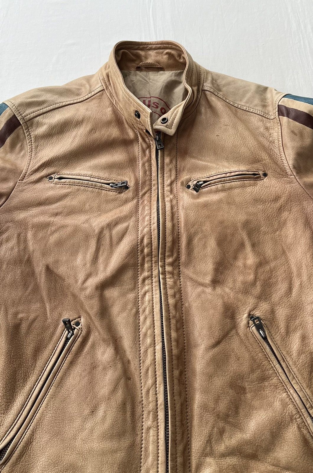 Strellson Strellson Moto Racing Faded Leather Jacket Sz 52 Size US L / EU 52-54 / 3 - 11 Thumbnail