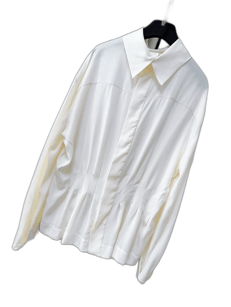 Chanel Chanel Silk Ruffled Waist Collared Blouse Size L / US 10 / IT 46 - 1 Thumbnail